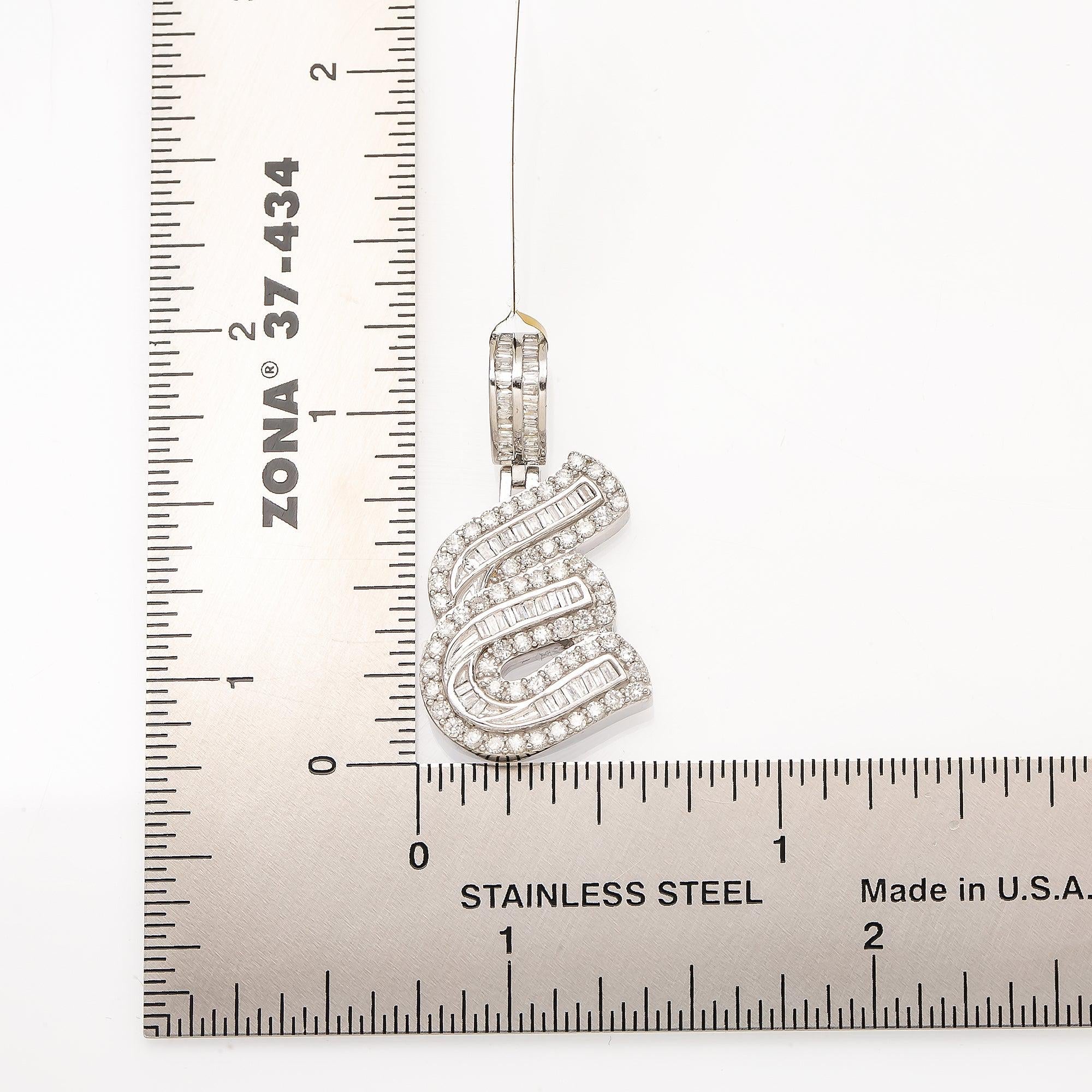 14K WHITE GOLD DIAMOND LETTER E PENDANT DIAMONDS