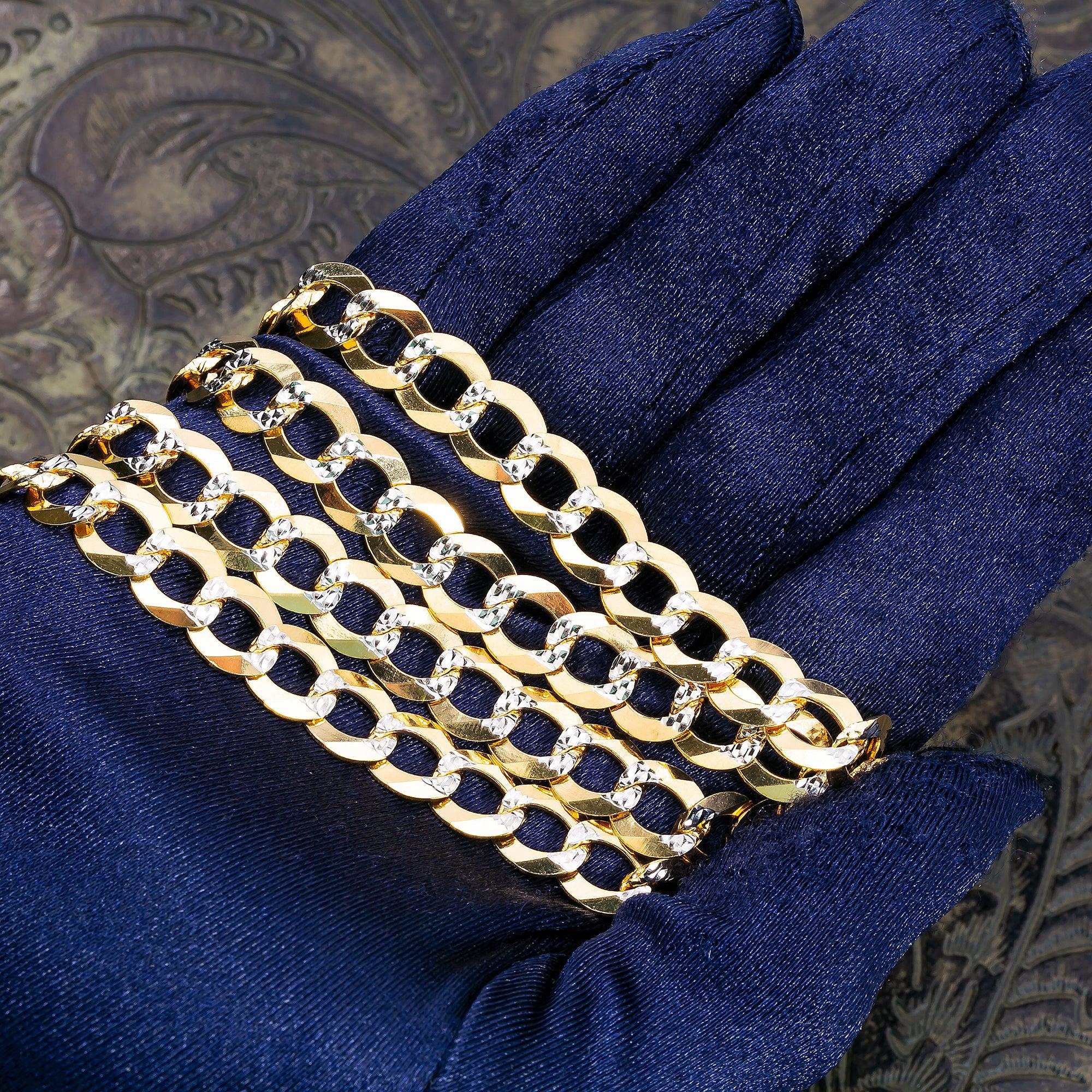 14K Yellow Gold 10mm Dia Cut Open Cuban Link Chain