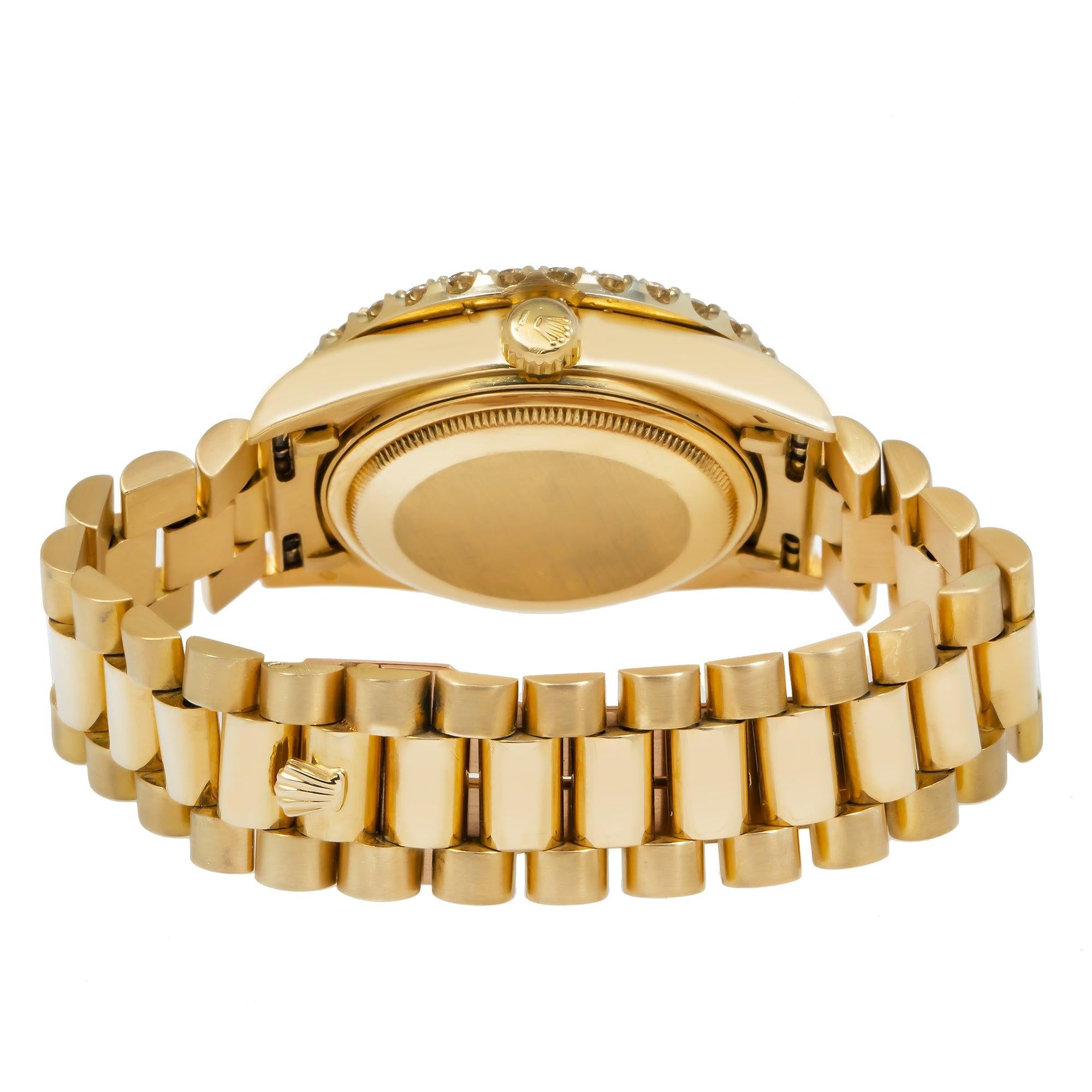 Rolex Day-Date 36MM Red Orange Diamond Dial With Yellow Gold Diamond Bezel