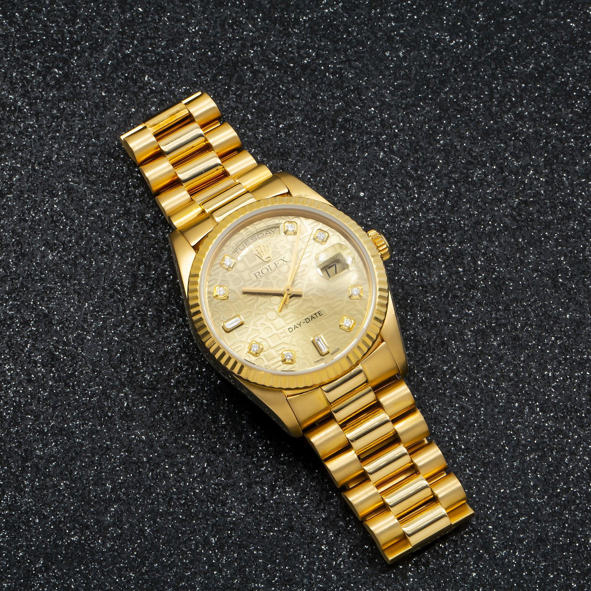 Rolex Day-Date 18238 36MM Anniversary Diamond Dial With Yellow Gold Presidential Bracelet