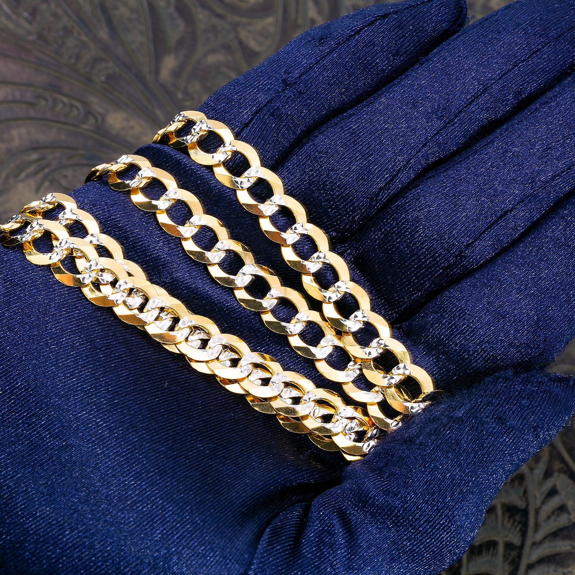 14K SOLID YELLOW GOLD 10MM DIAMOND CUT OPEN CUBAN LINK CHAIN AVAILABLE IN SIZES 18"-26"