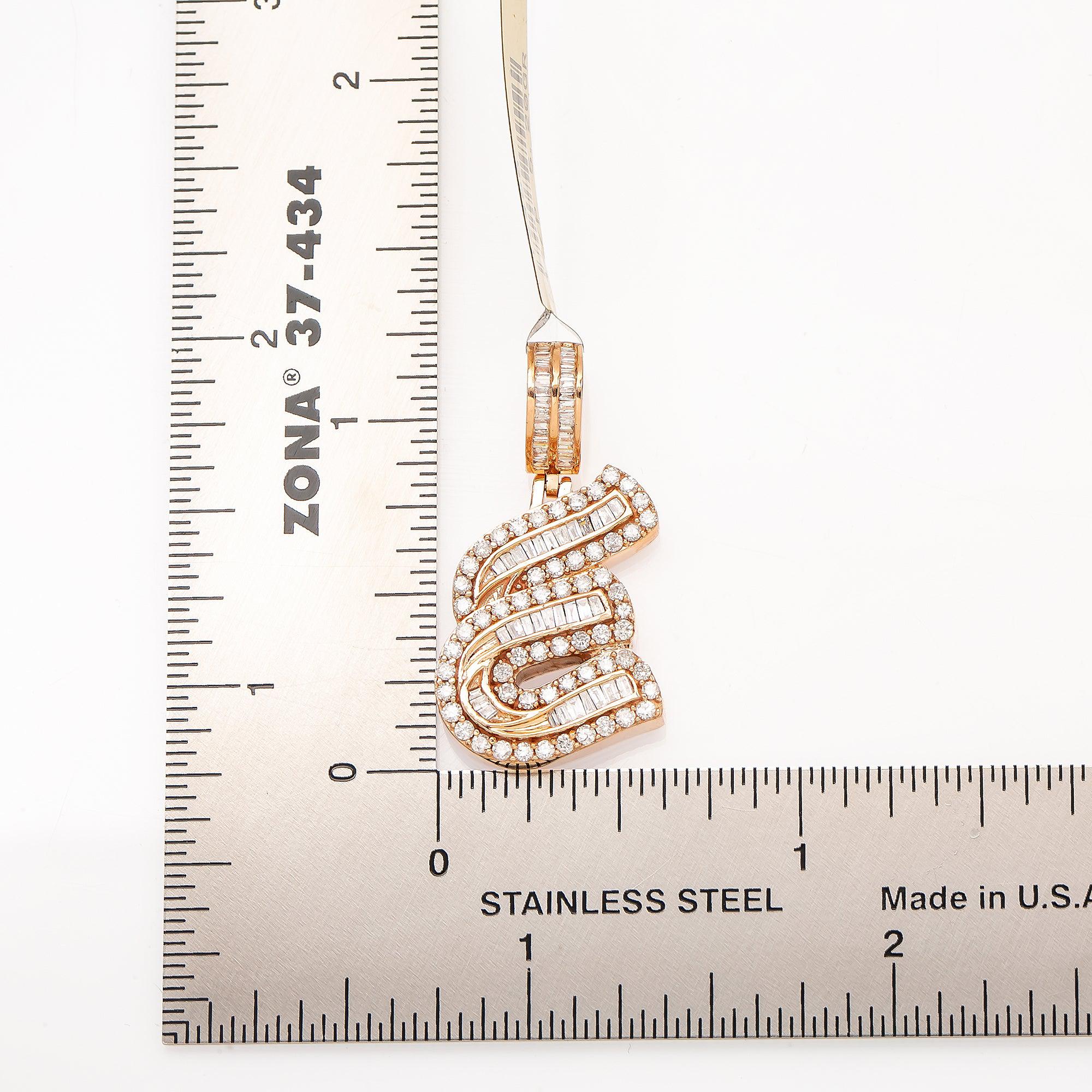 14K ROSE GOLD DIAMOND LETTER E PENDANT 0.97 CT