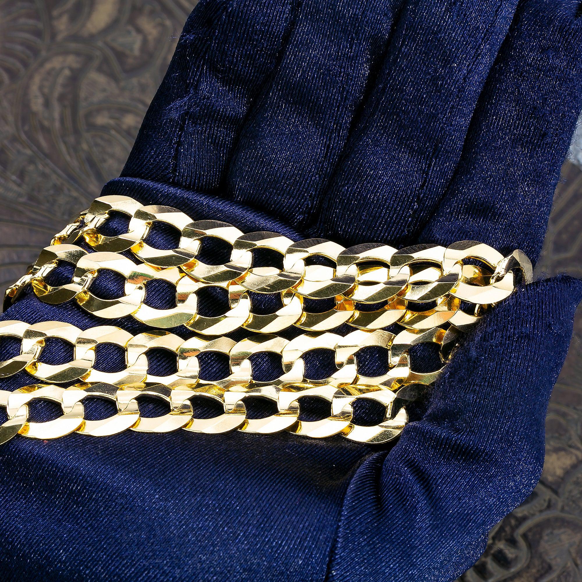 14K Yellow Gold 12mm Diamond Cut Open Cuban Link Chain Available In Sizes 18"-26"