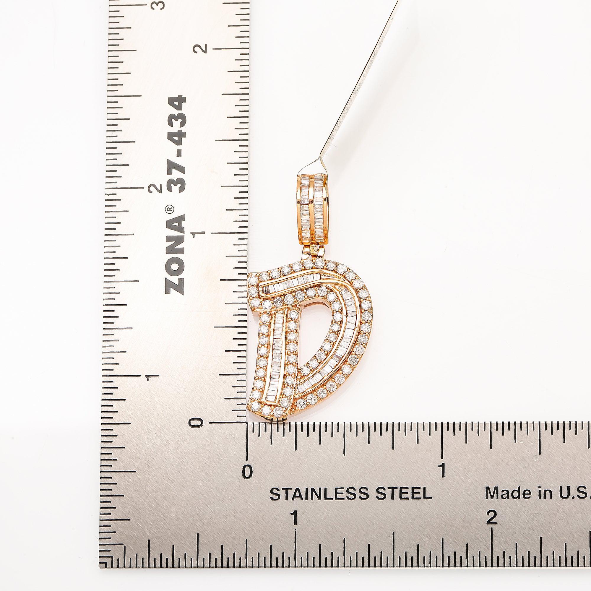 14K ROSE GOLD DIAMOND LETTER D PENDANT 1.04 CT