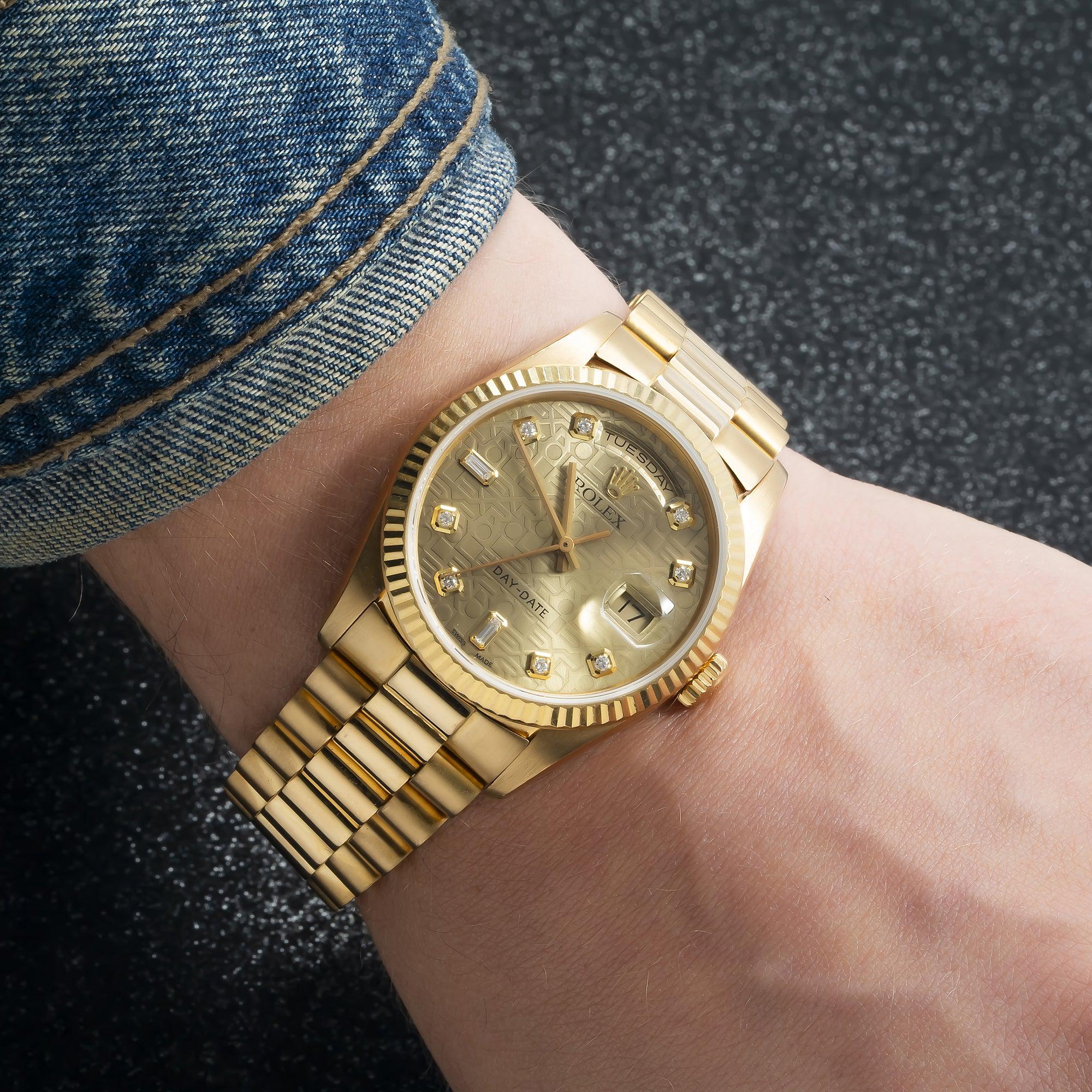 Rolex Day-Date 18238 36MM Anniversary Diamond Dial With Yellow Gold Presidential Bracelet