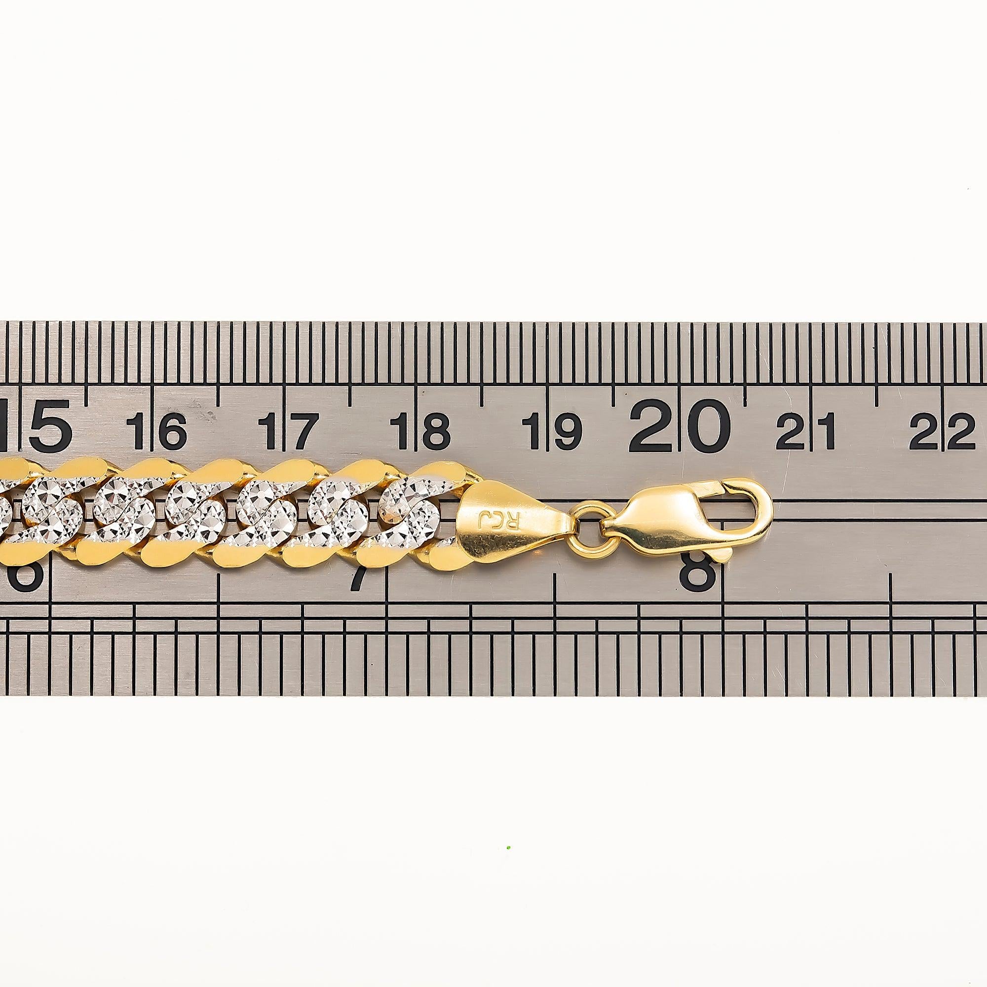 14K GOLD 10MM SOLID DIAMOND CUT CUBAN LINK BRACELET