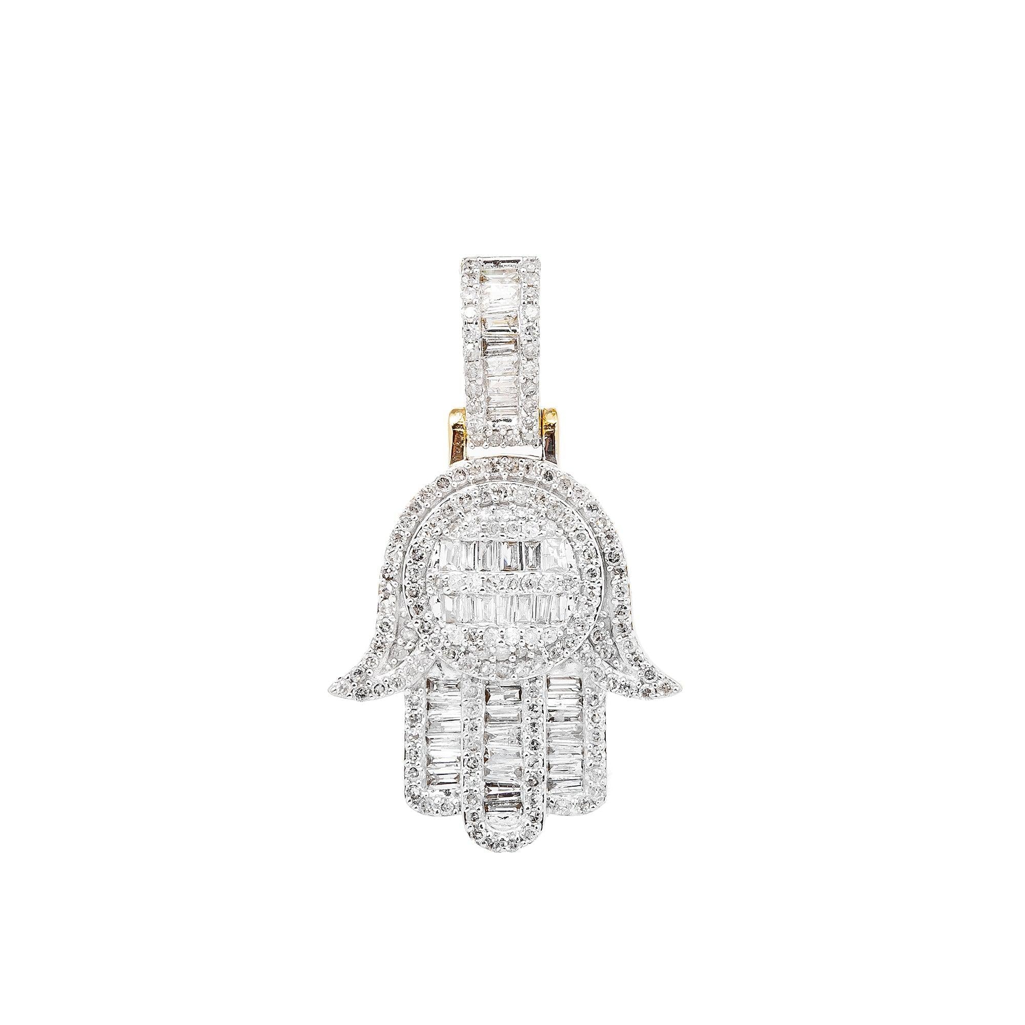 14K White Gold Hamsa Pendant 0.94 CT