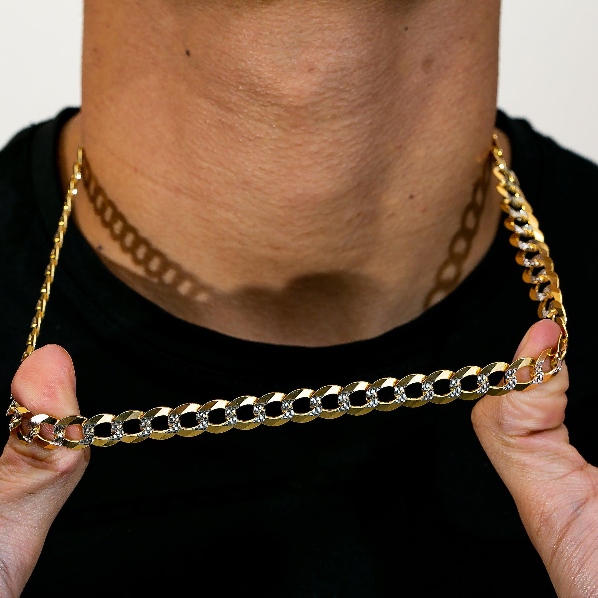 14K Yellow Gold 10mm Dia Cut Open Cuban Link Chain