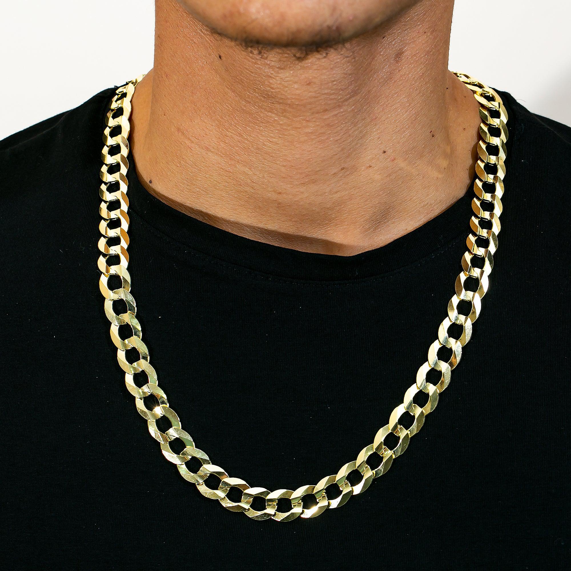 14K Yellow Gold 12mm Diamond Cut Open Cuban Link Chain Available In Sizes 18"-26"