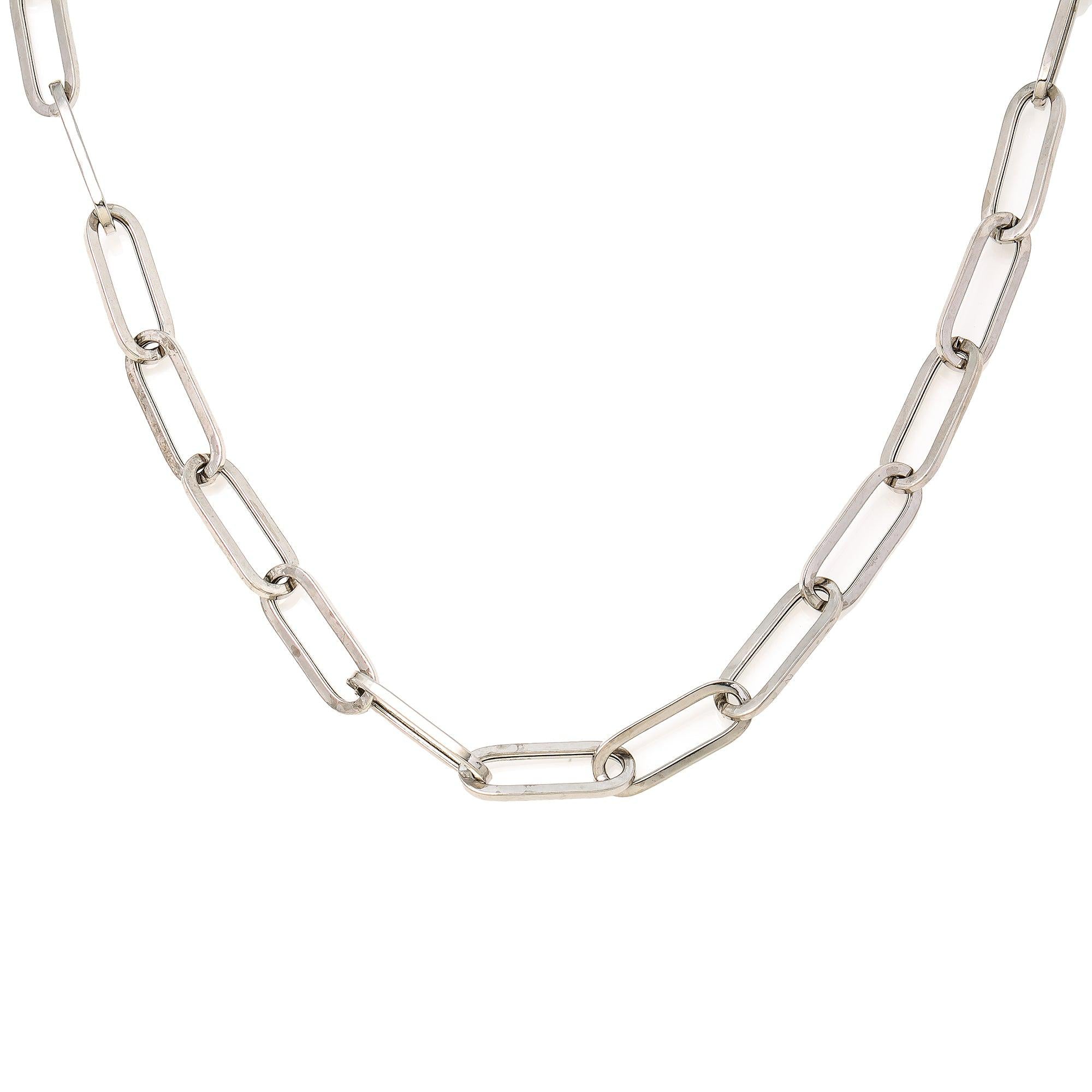 14K White Gold 7mm Paper Clip Chain Available In Sizes 18"-26"