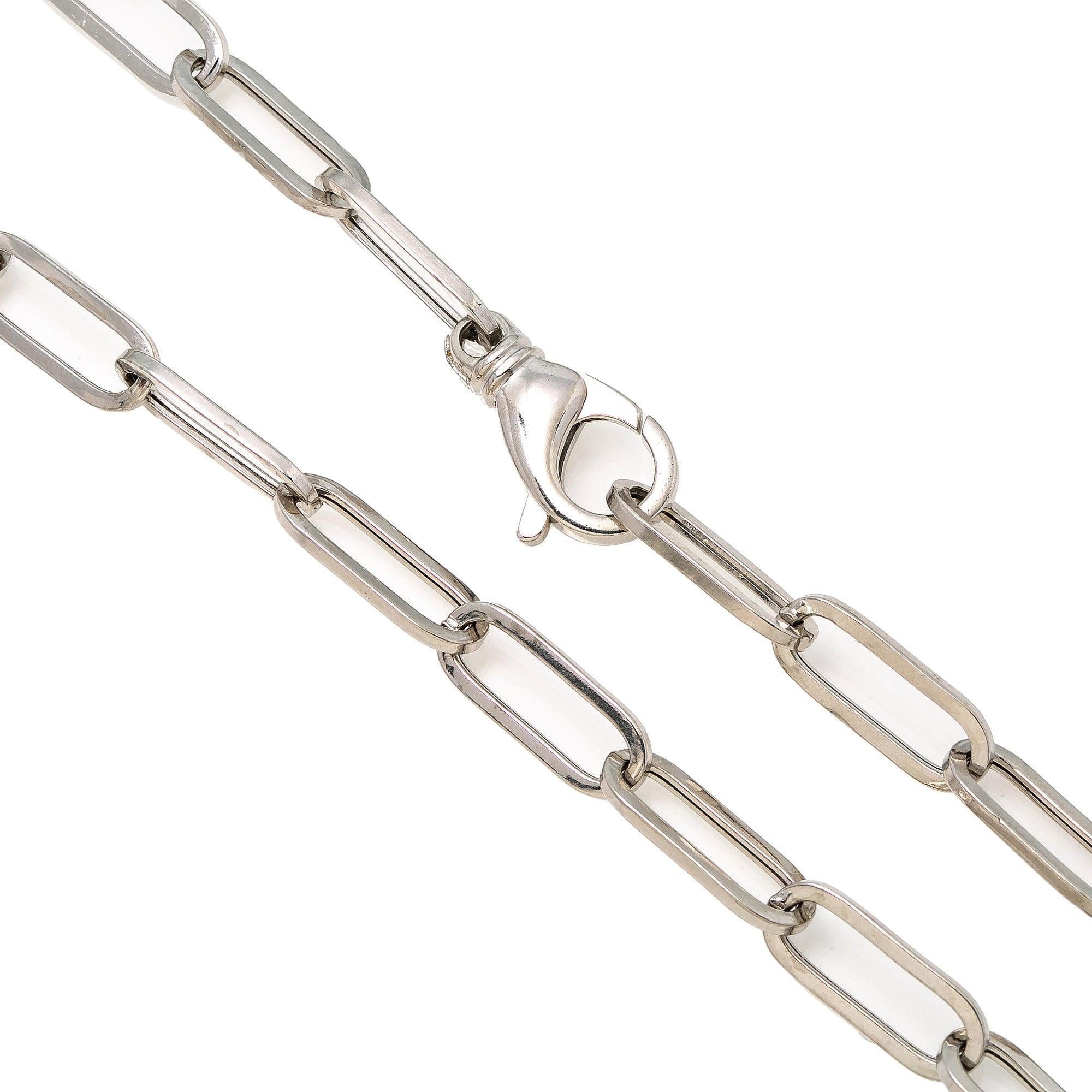 14K White Gold 7mm Paper Clip Chain Available In Sizes 18"-26"