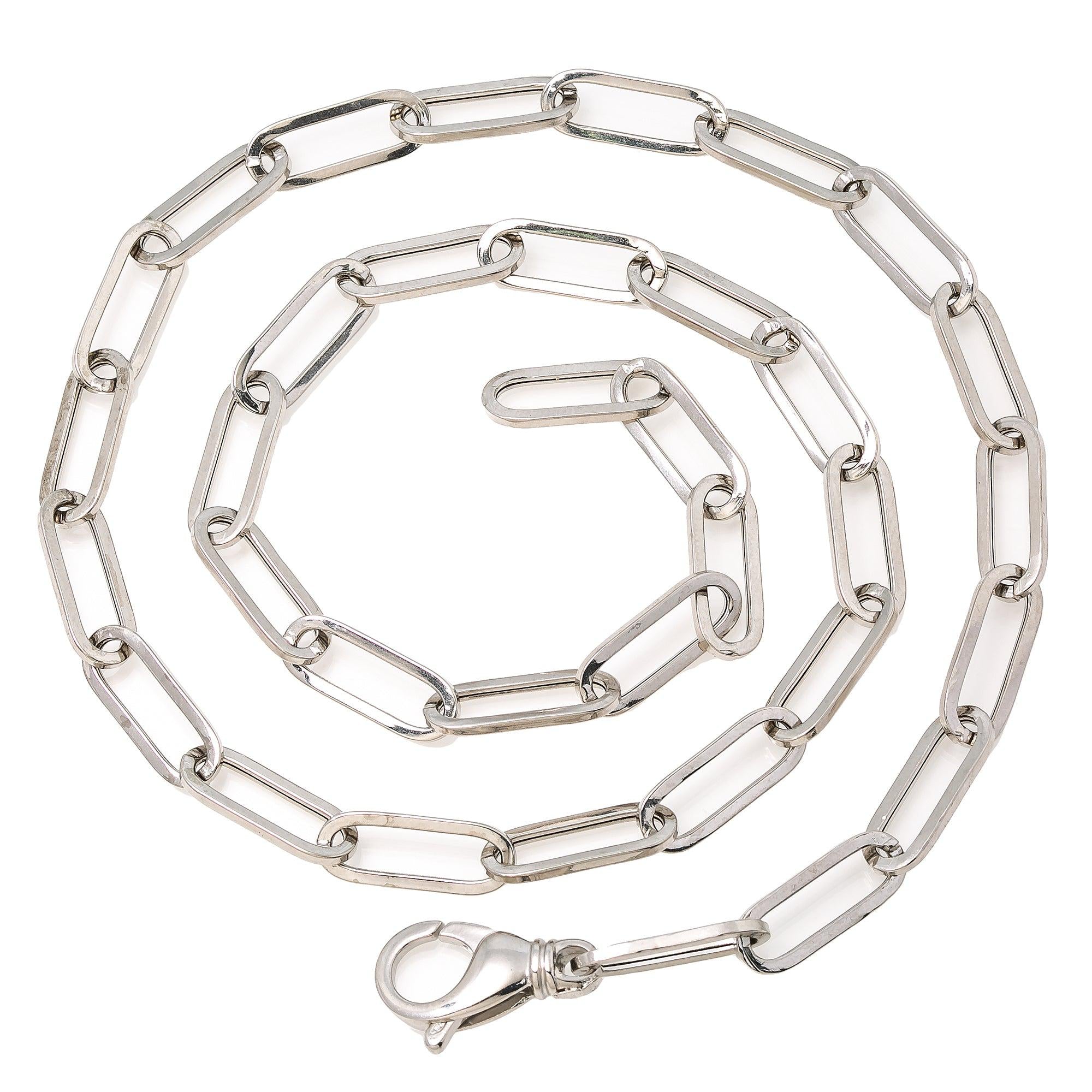 14K White Gold 7mm Paper Clip Chain Available In Sizes 18"-26"