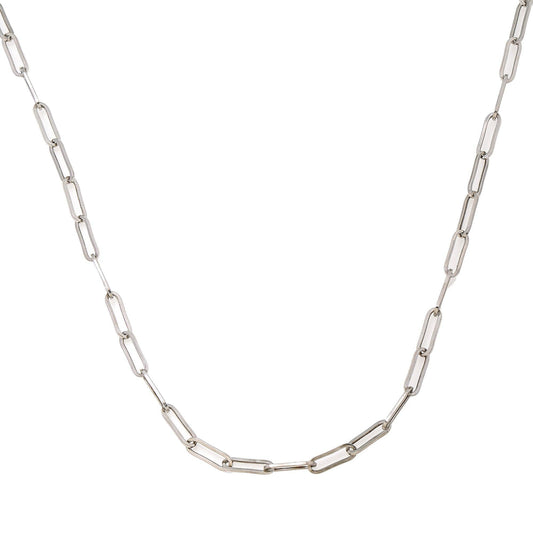 14K White Gold 4mm Paper Clip Chain Available In Sizes 18"-26"