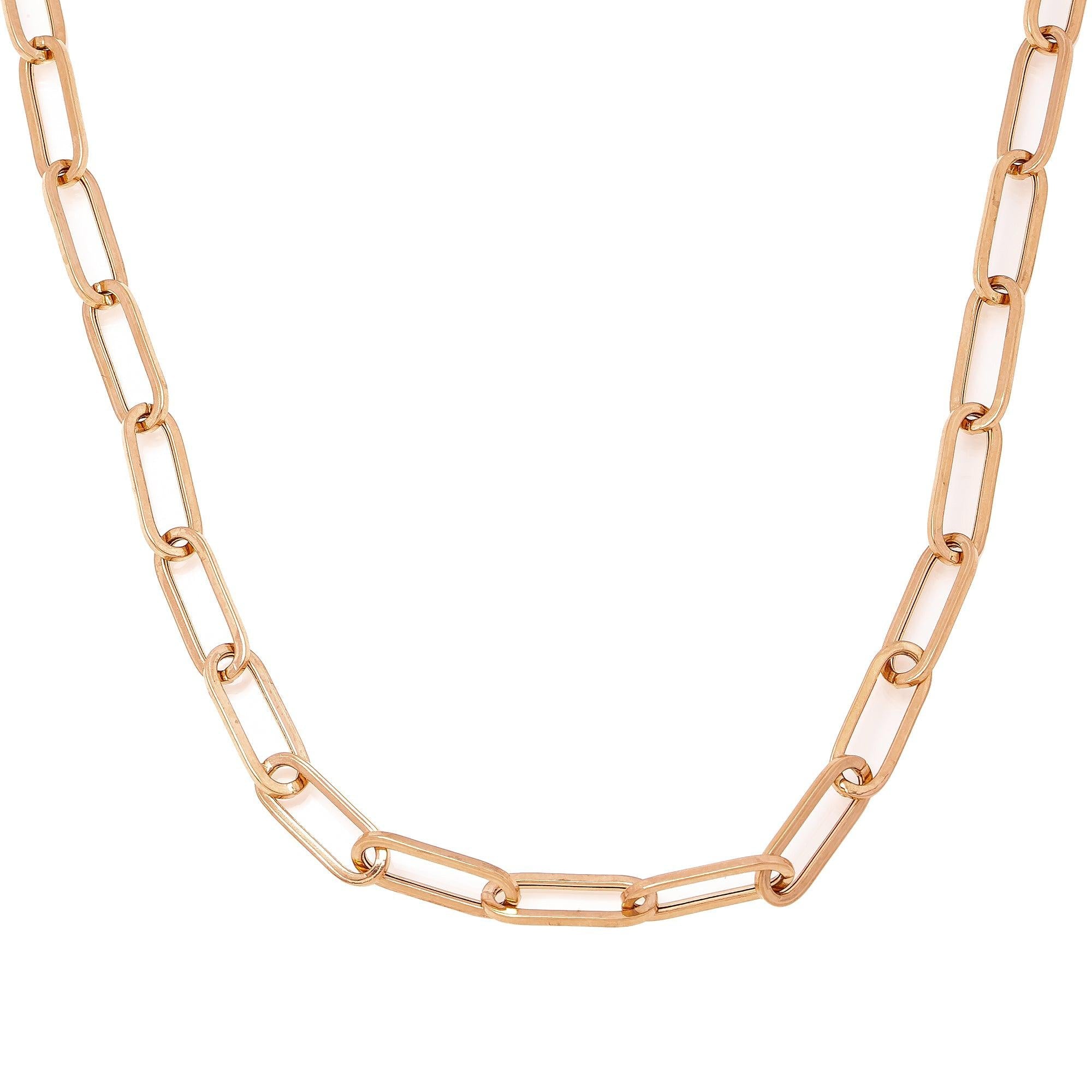 14K Rose Gold 7mm Paper Clip Chain Available In Sizes 18"-26"