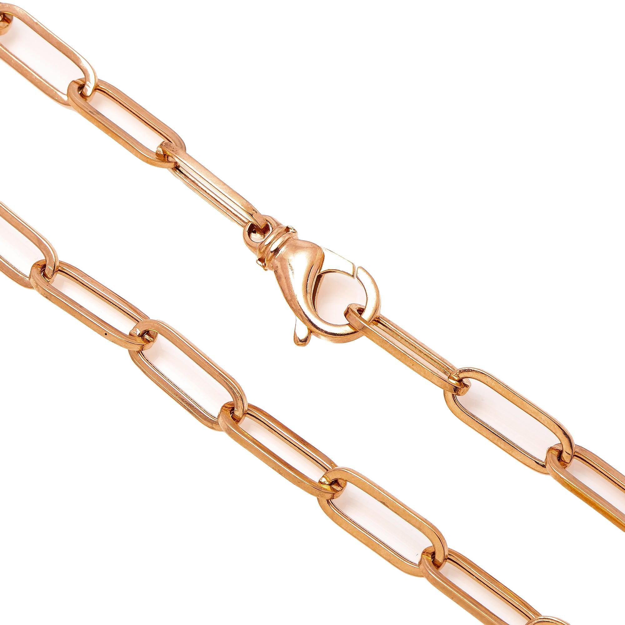 14K Rose Gold 7mm Paper Clip Chain Available In Sizes 18"-26"