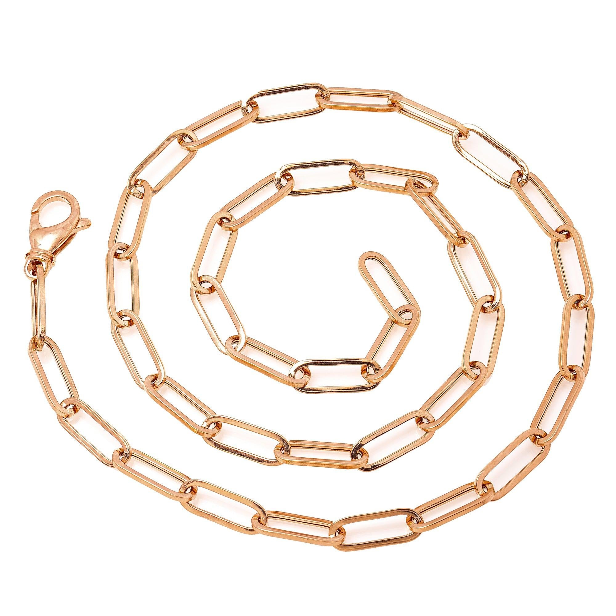 14K Rose Gold 7mm Paper Clip Chain Available In Sizes 18"-26"
