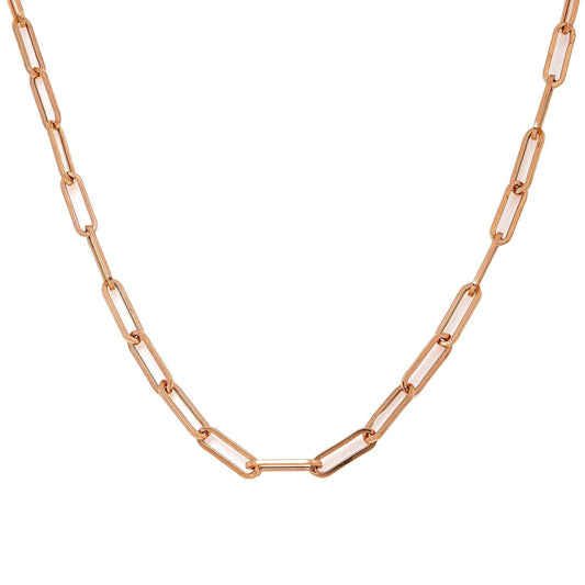 14K Rose Gold 5mm Paper Clip Chain Available In Sizes 18"-26"