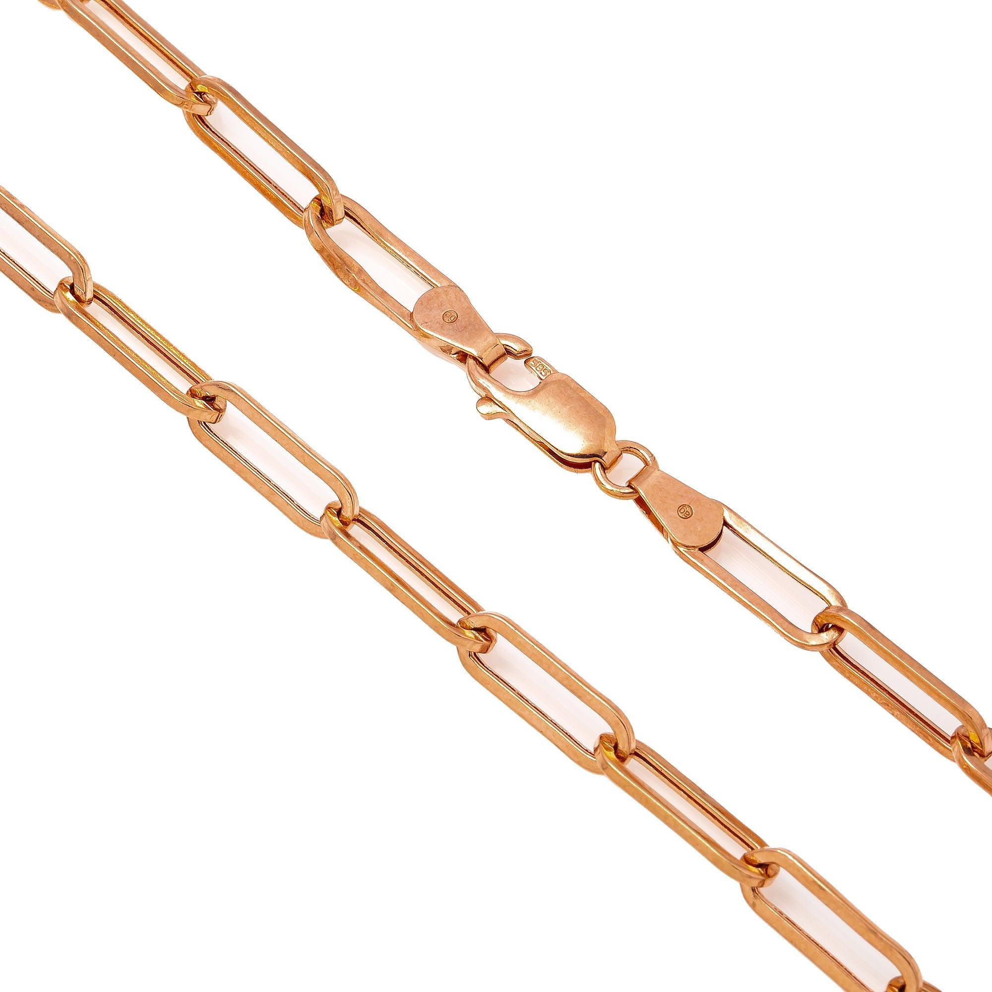 14K Rose Gold 5mm Paper Clip Chain Available In Sizes 18"-26"