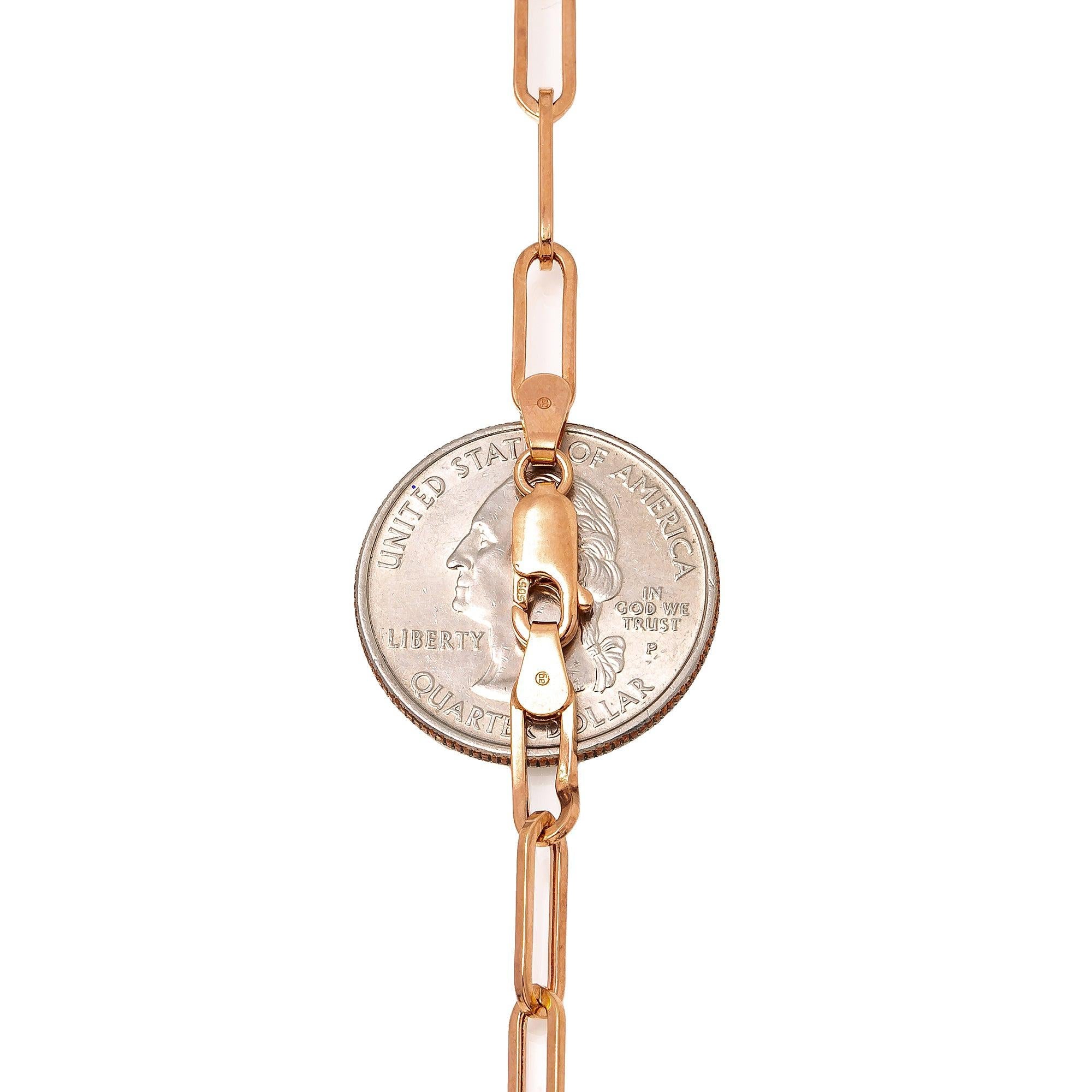 14K Rose Gold 5mm Paper Clip Chain Available In Sizes 18"-26"