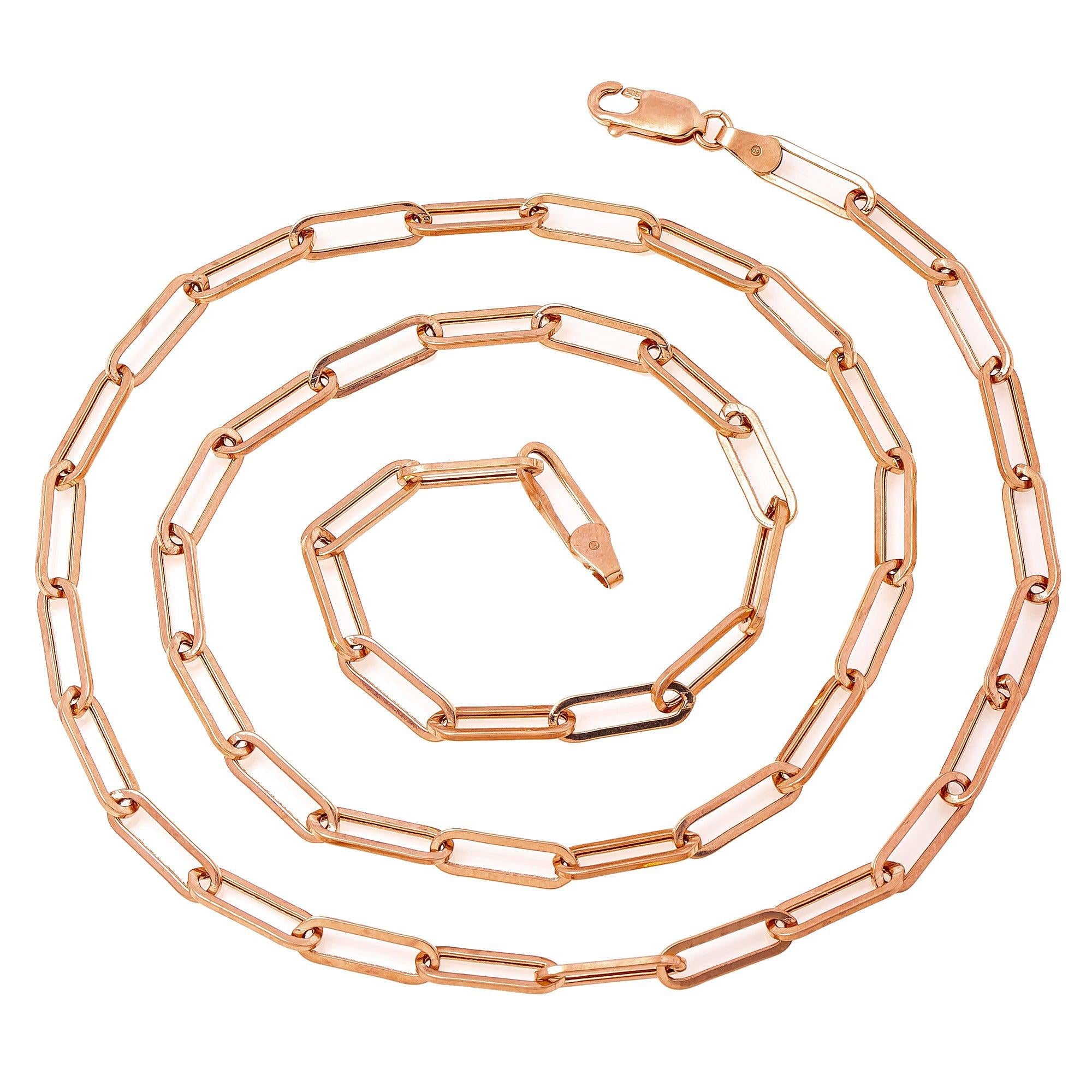 14K Rose Gold 5mm Paper Clip Chain Available In Sizes 18"-26"