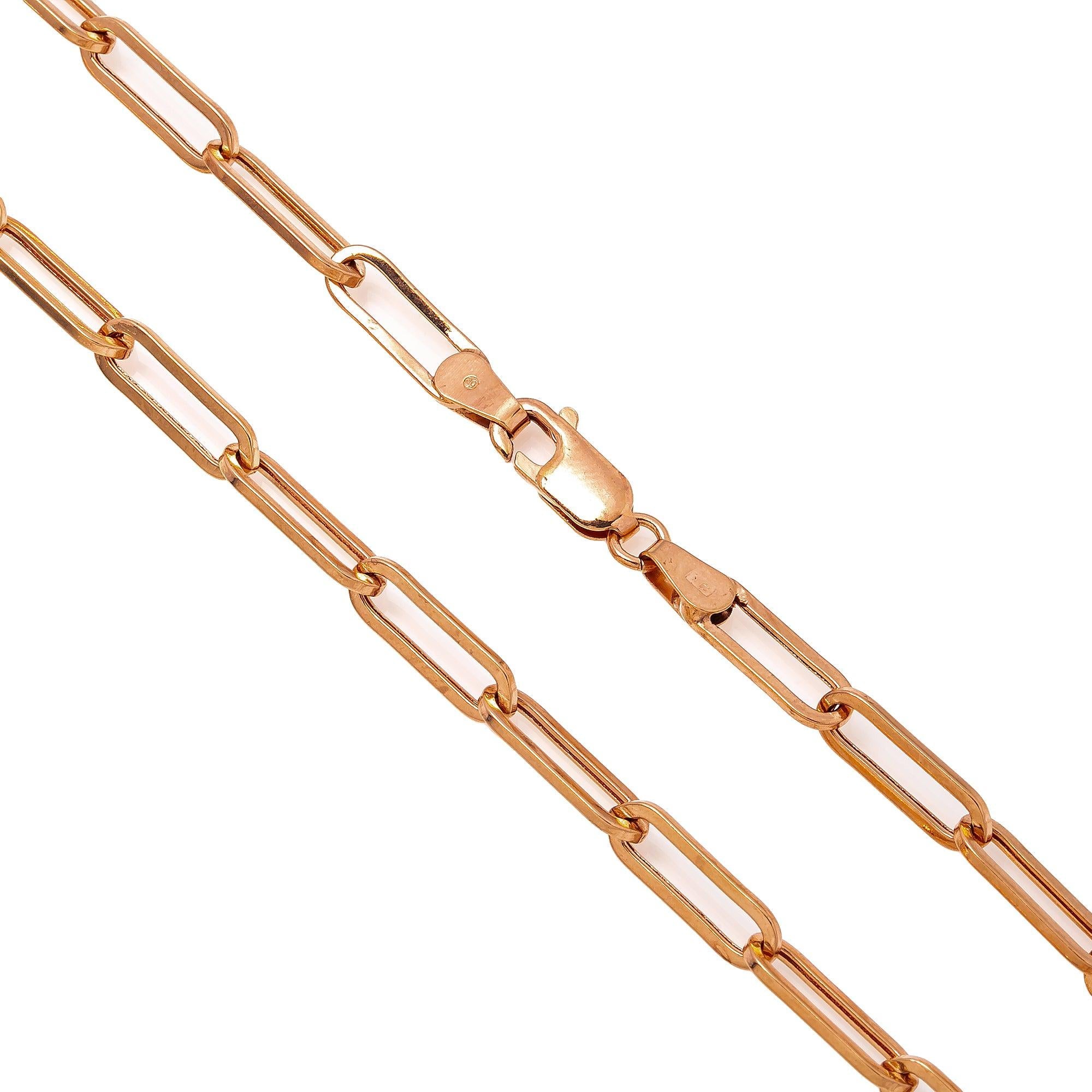 14K Rose Gold 5mm Paper Clip Chain Available In Sizes 18"-26"