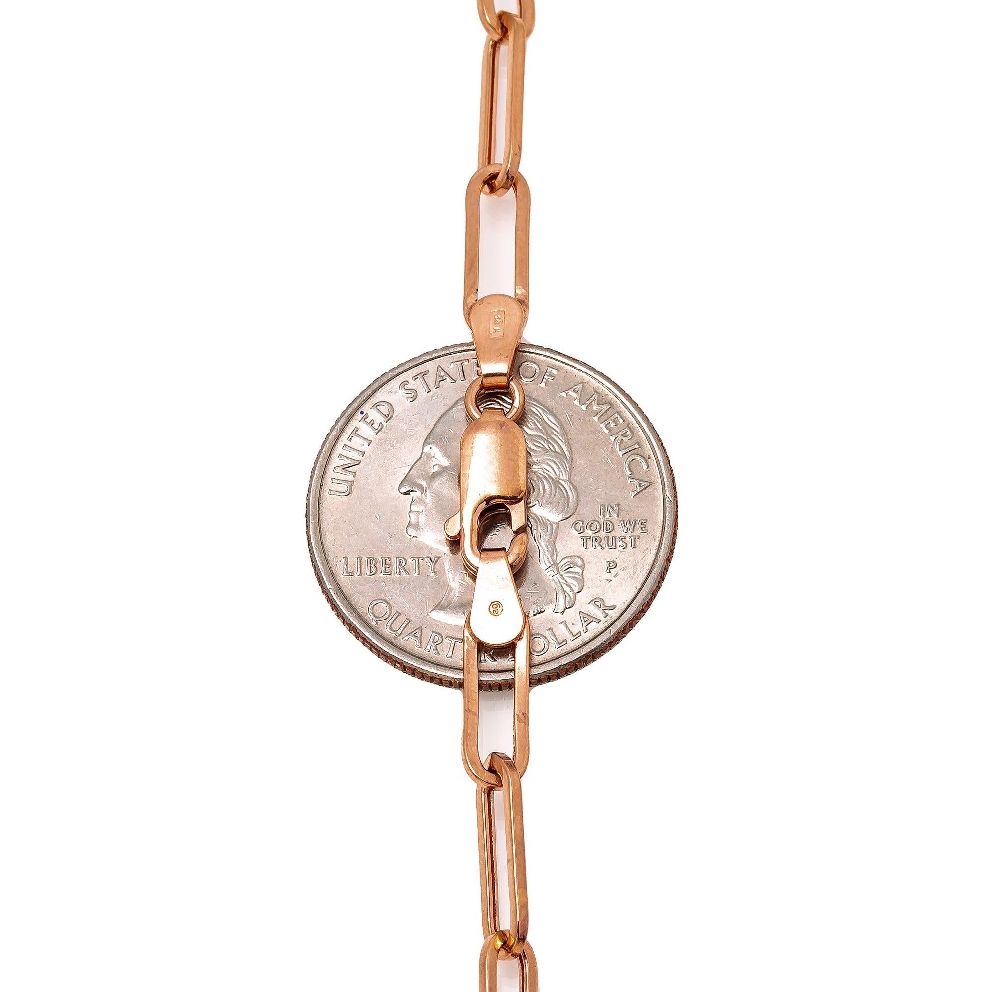 14K Rose Gold 5mm Paper Clip Chain Available In Sizes 18"-26"