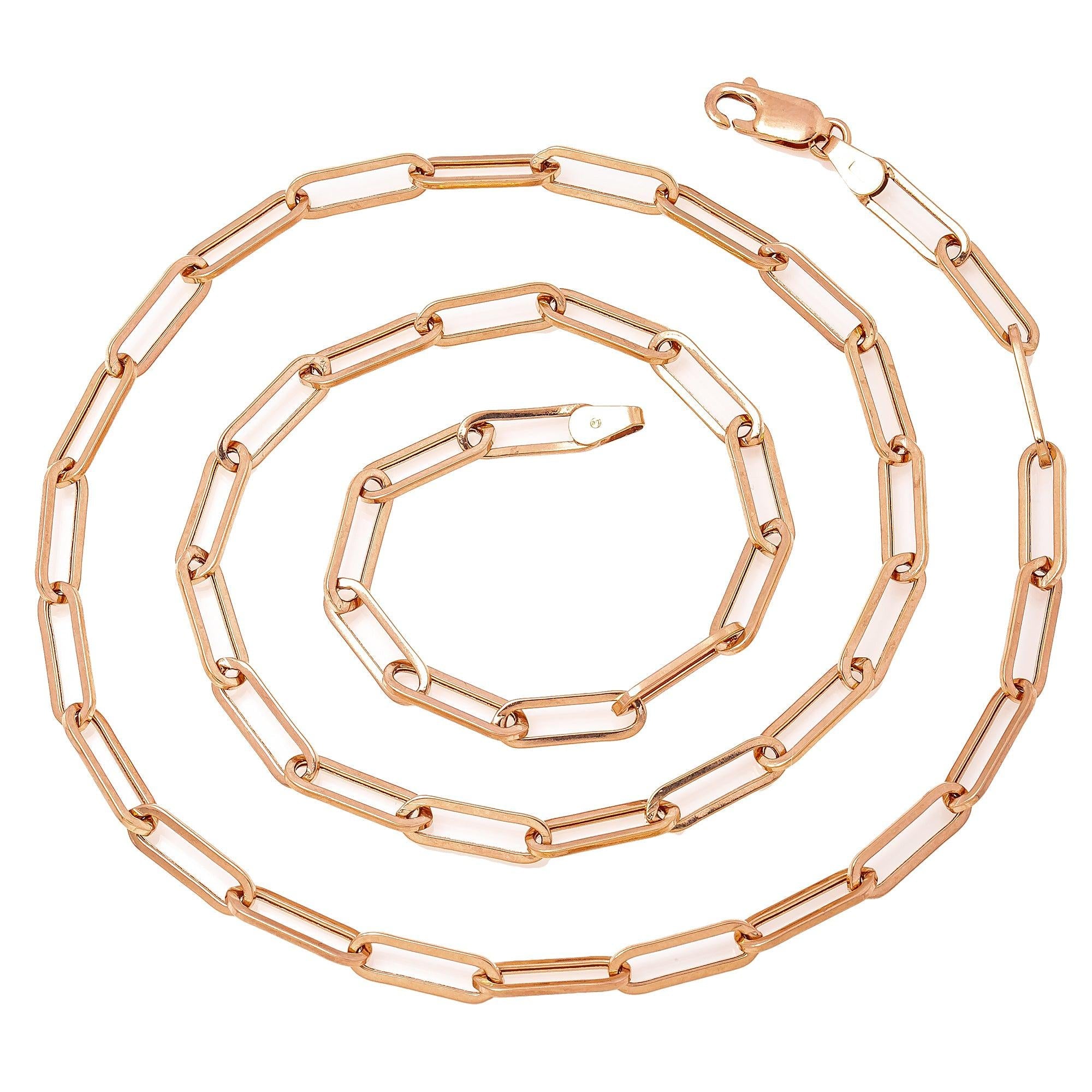 14K Rose Gold 5mm Paper Clip Chain Available In Sizes 18"-26"