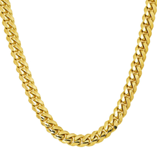 10K Yellow Gold 9mm Solid Miami Cuban Link Chain Available In Sizes 18"-26"
