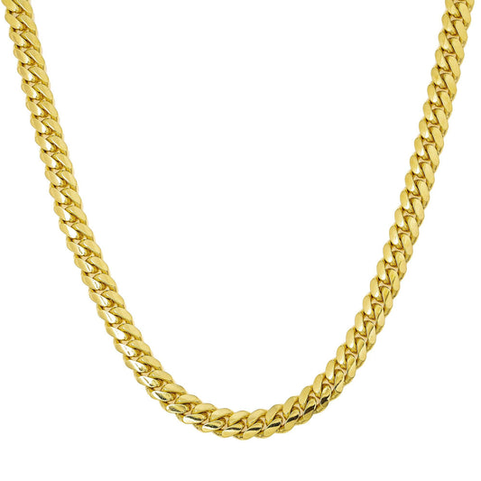 10K Yellow Gold 7mm Solid Miami Cuban Link Chain Available In Sizes 18"-26"