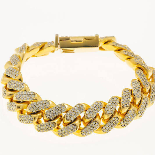 10K GOLD ROUND DIAMONDS 15MM CUBAN LINK BRACELET 5.75 CT