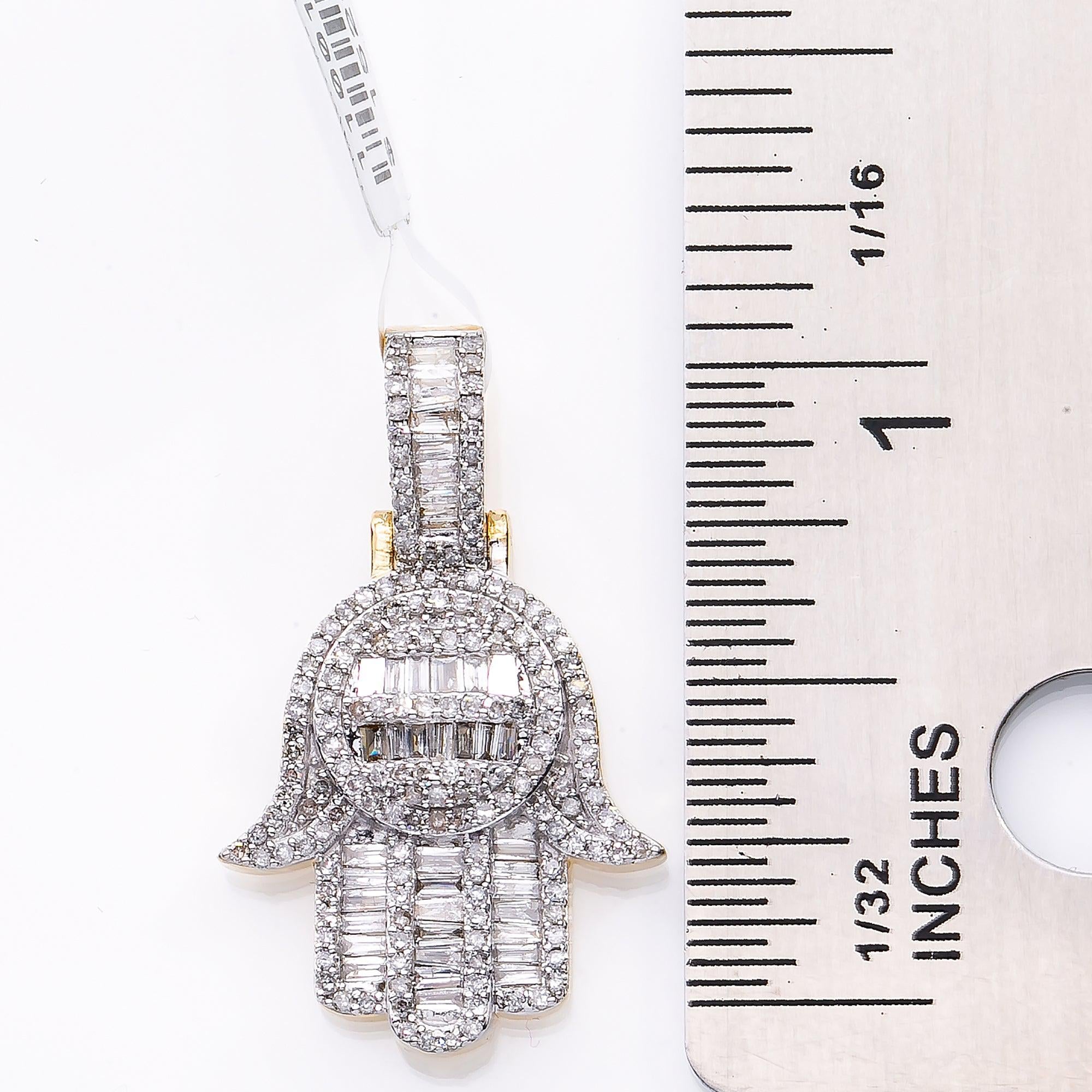 14K White Gold Hamsa Pendant 0.94 CT