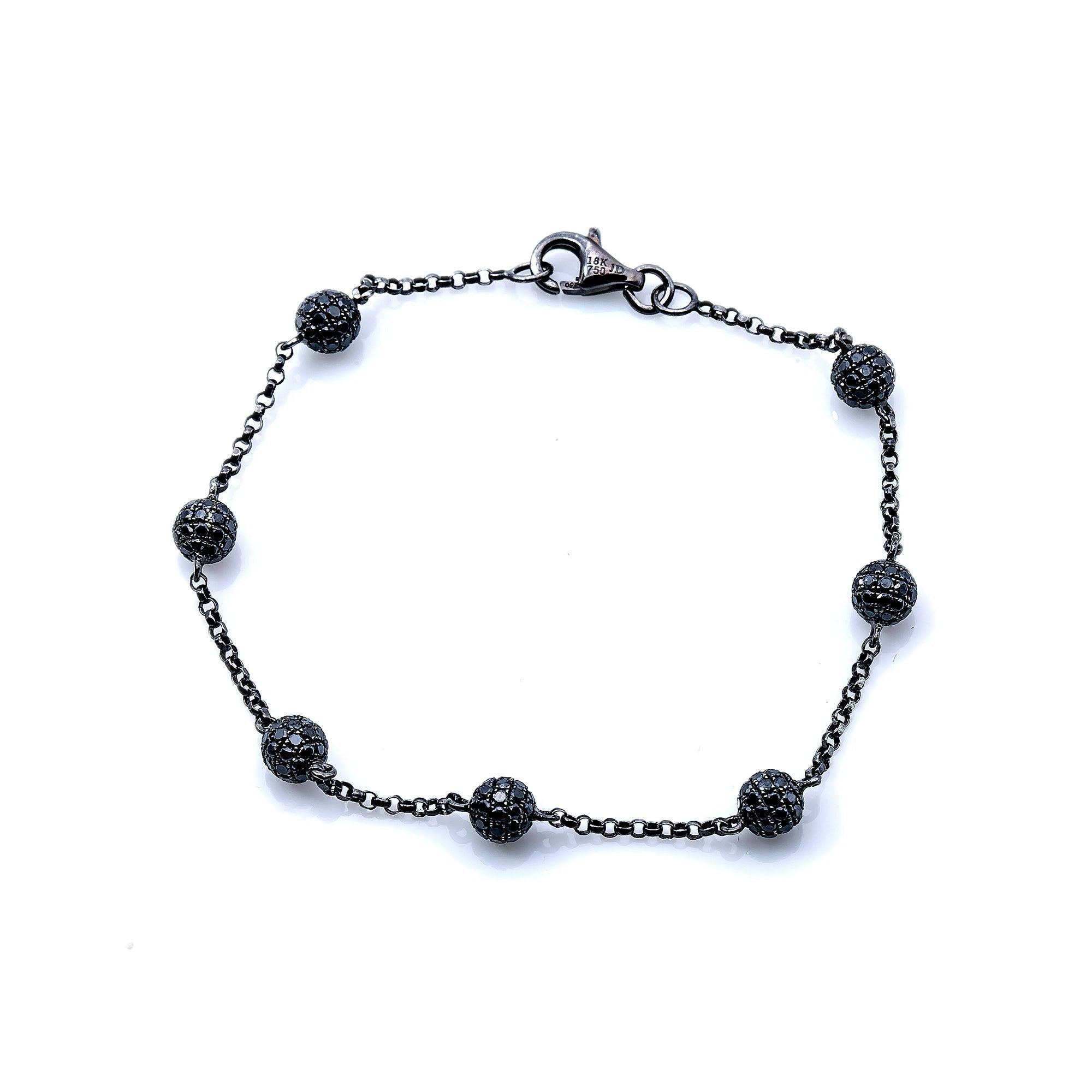 18K BLACK GOLD DIAMOND BALL SHAPED BRACELET 2.75 CT