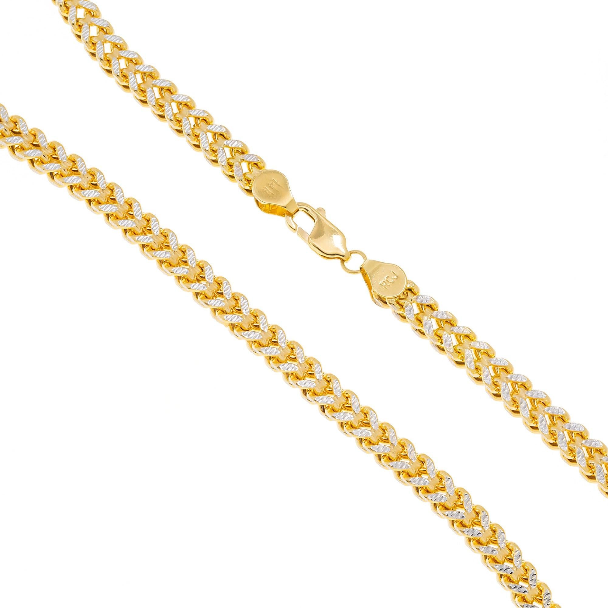 14K GOLD DIAMOND CUT 5MM FRANCO CHAIN
