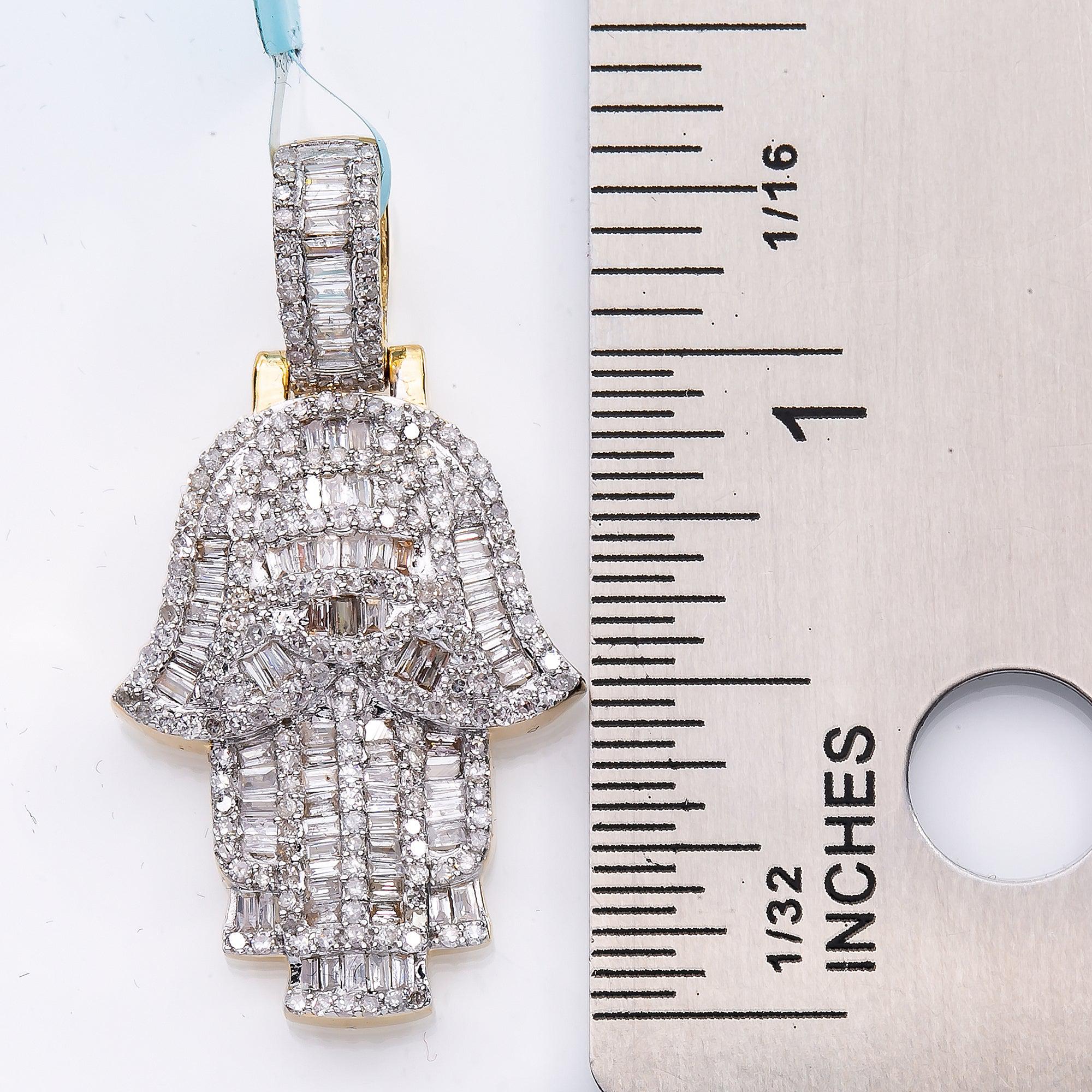 Unisex 10K Yellow Gold Hamsa Pendant with 1.14 CT Diamonds