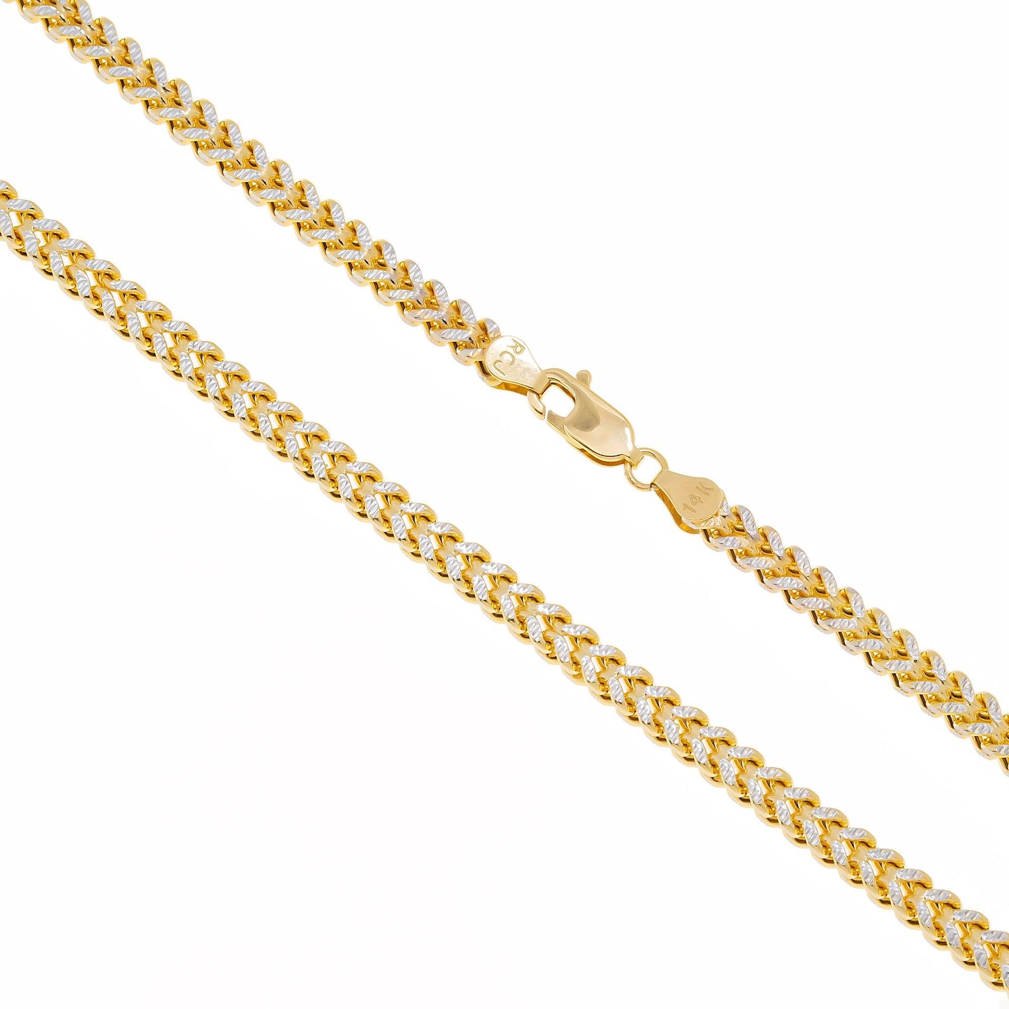 14K GOLD DIAMOND CUT 4MM FRANCO CHAIN