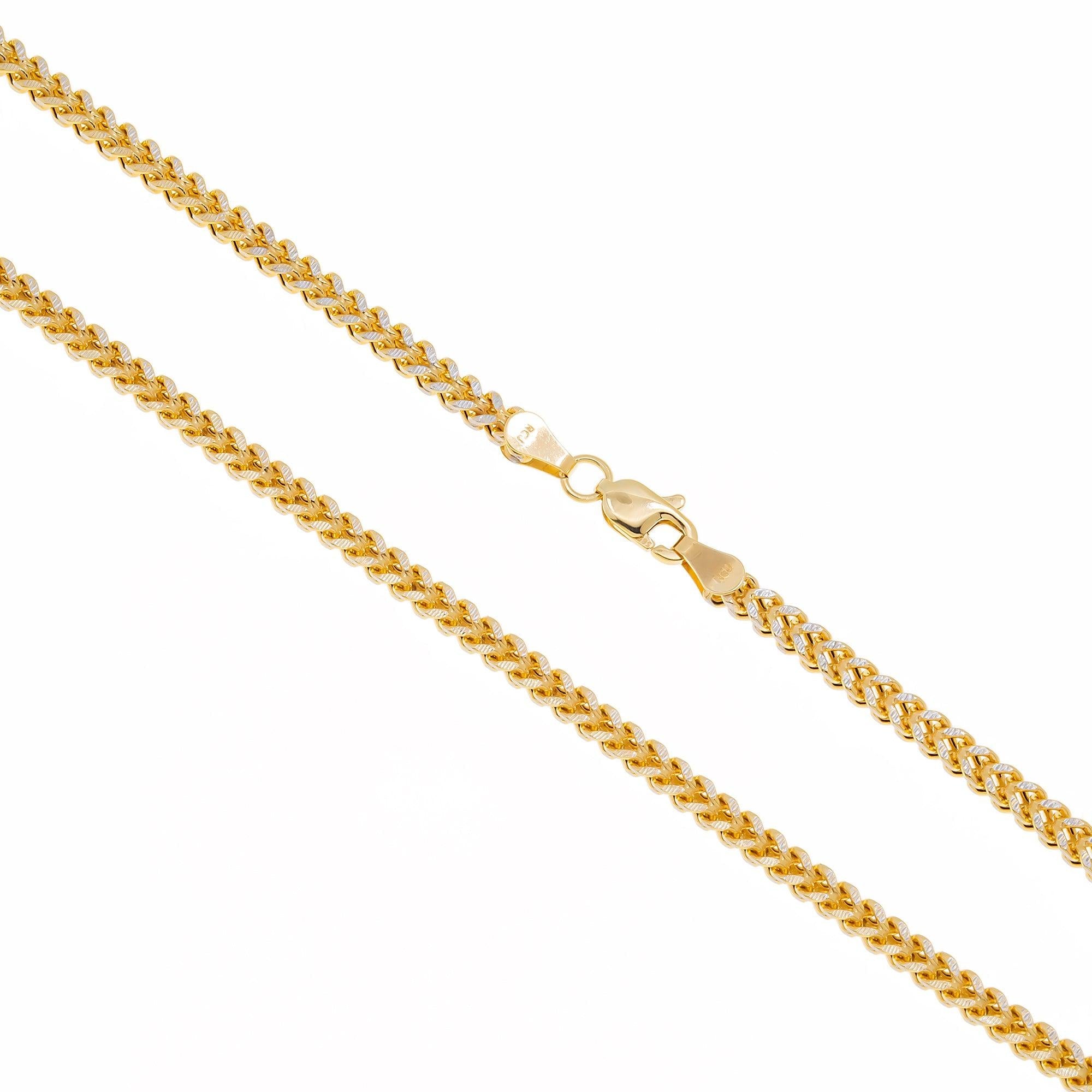 14K GOLD DIAMOND CUT 3MM FRANCO CHAIN