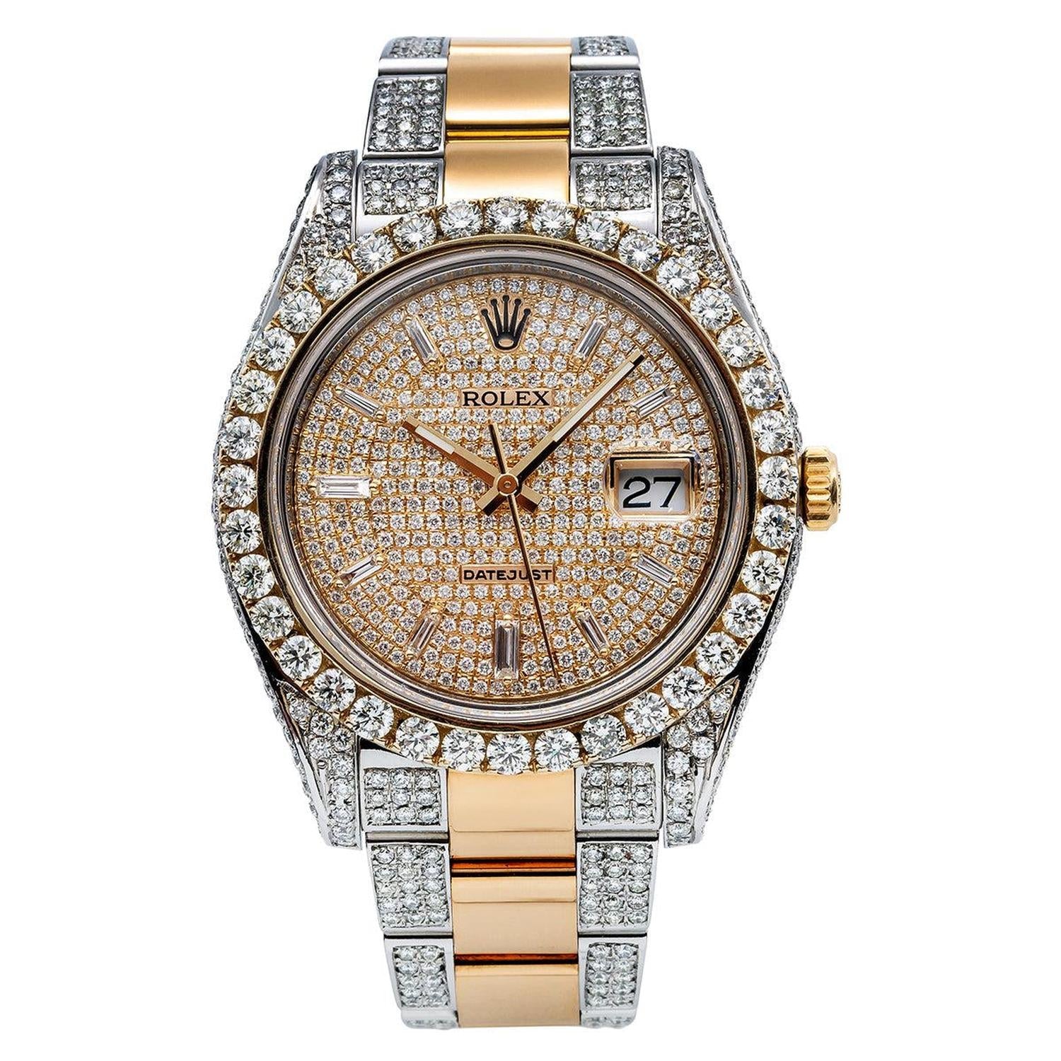 Rolex Datejust 41MM 116333 Diamond Paved Dial Diamond Bezel Two Tone Semi Diamond Oyster Bracelet 12.5ct