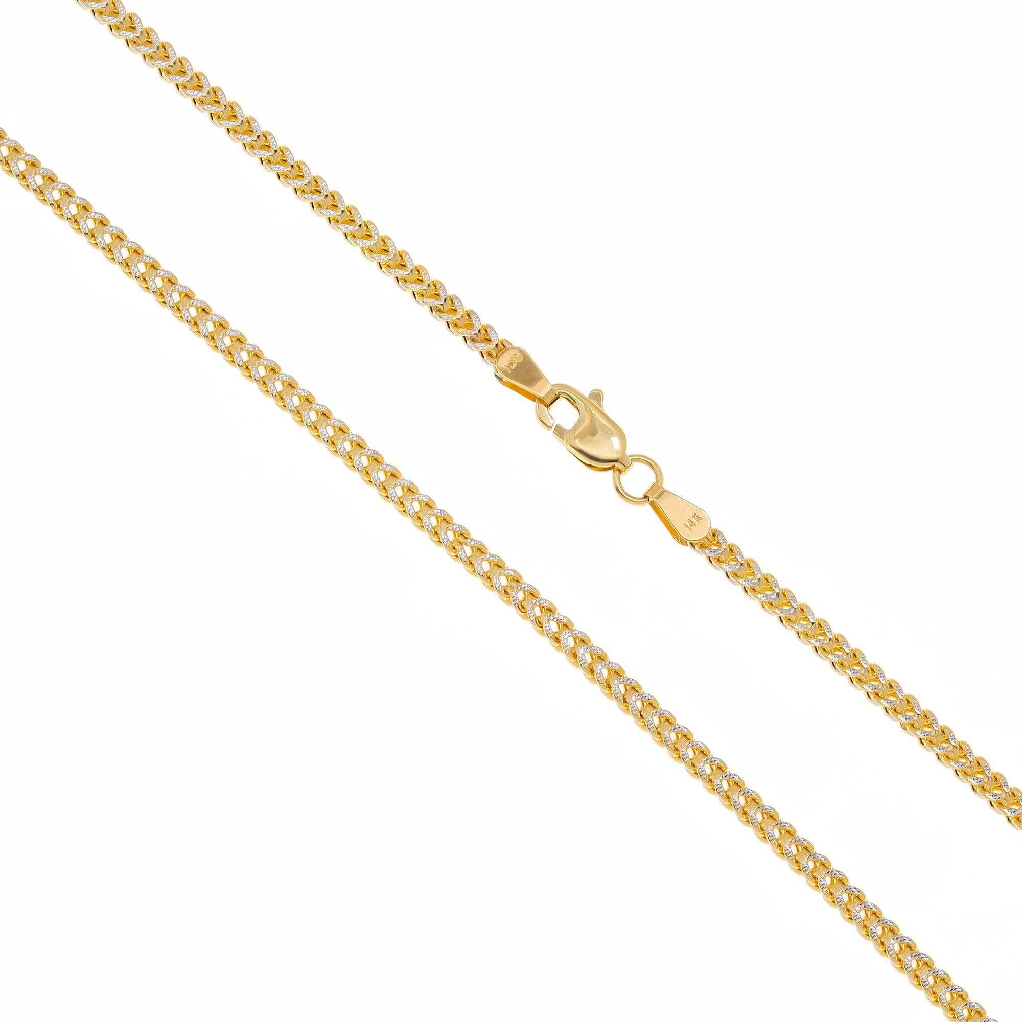 14K GOLD DIAMOND CUT 2MM HOLLOW FRANCO CHAIN