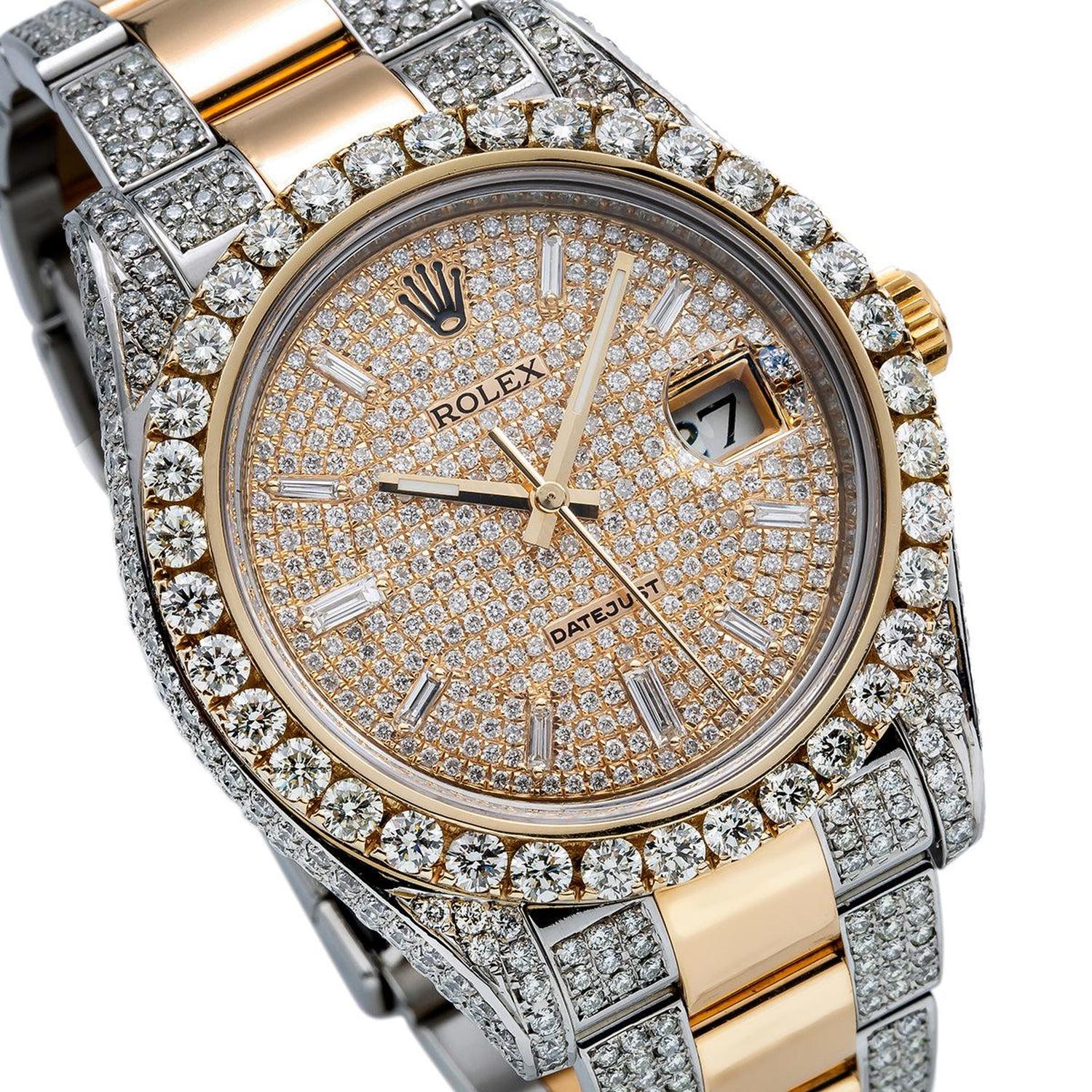 Rolex Datejust 41MM 116333 Diamond Paved Dial Diamond Bezel Two Tone Semi Diamond Oyster Bracelet 12.5ct