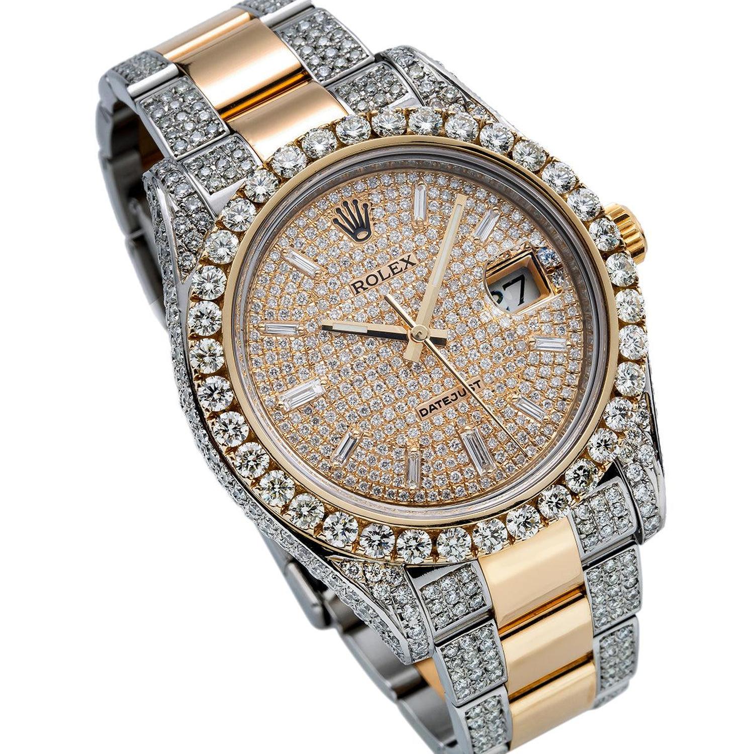 Rolex Datejust 41MM 116333 Diamond Paved Dial Diamond Bezel Two Tone Semi Diamond Oyster Bracelet 12.5ct