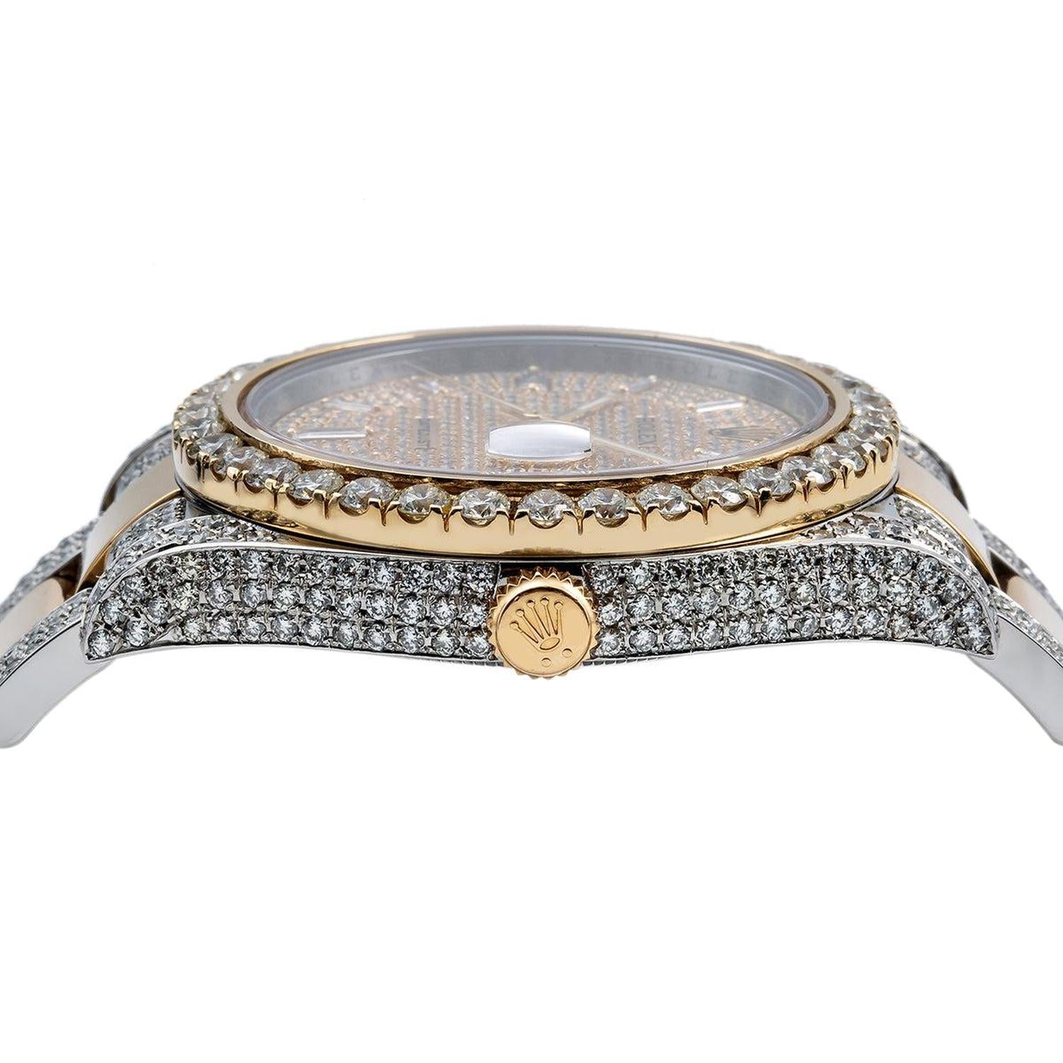 Rolex Datejust 41MM 116333 Diamond Paved Dial Diamond Bezel Two Tone Semi Diamond Oyster Bracelet 12.5ct