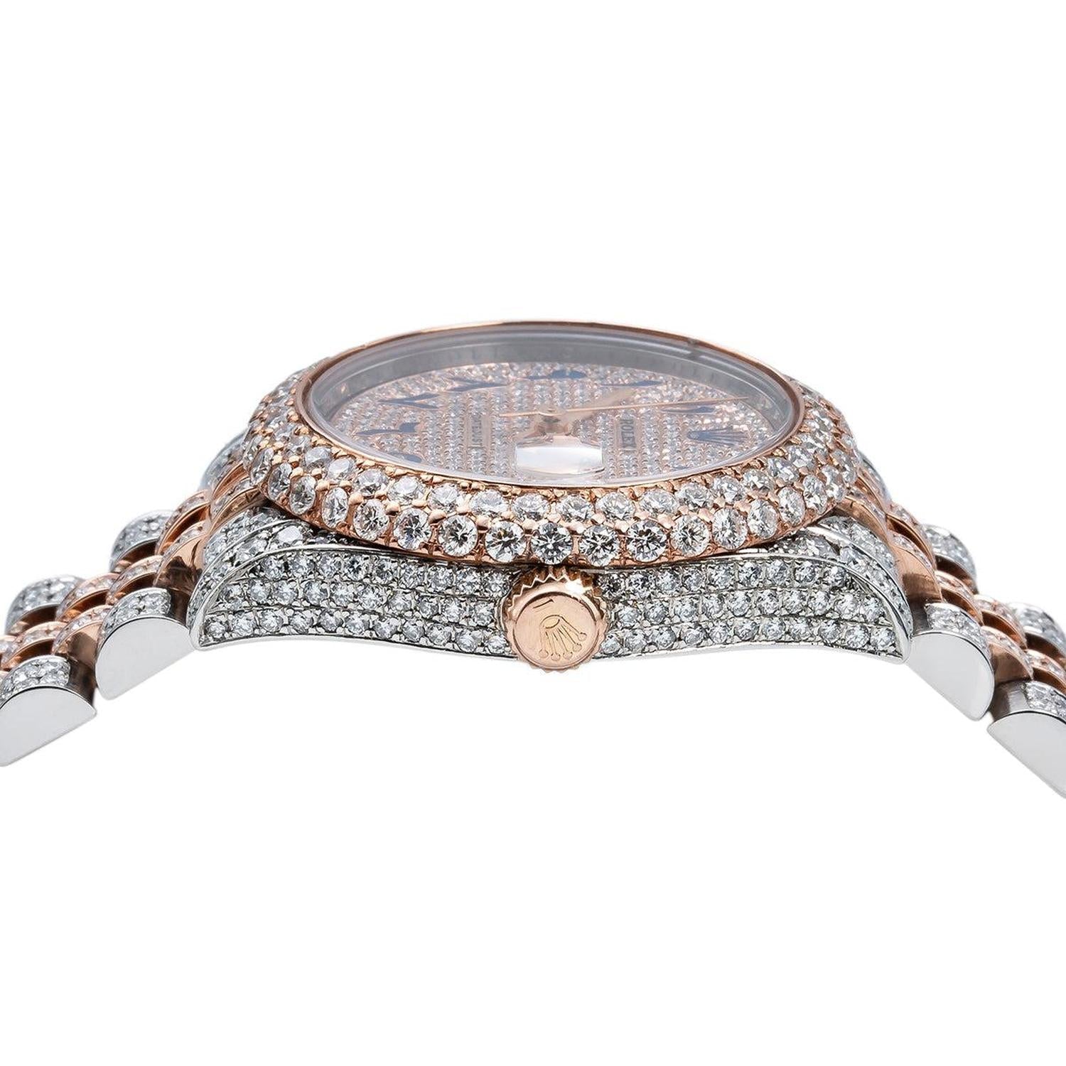 Rolex Datejust 31MM 178271 Diamond Paved Eastern Arabic Dial Diamond Bezel Two Tone Full Diamond Jubilee Bracelet 8.75ct