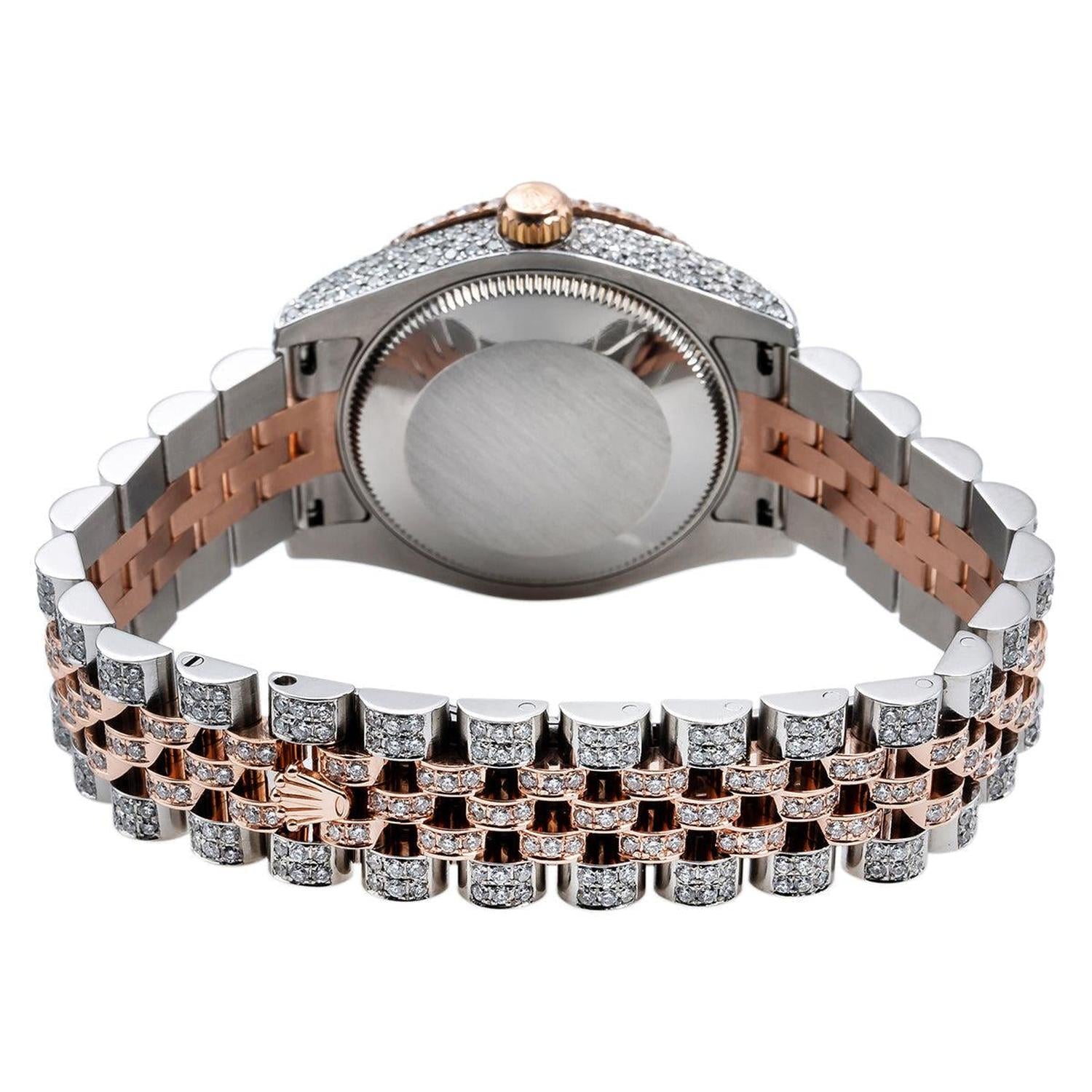 Rolex Datejust 31MM 178271 Diamond Paved Eastern Arabic Dial Diamond Bezel Two Tone Full Diamond Jubilee Bracelet 8.75ct