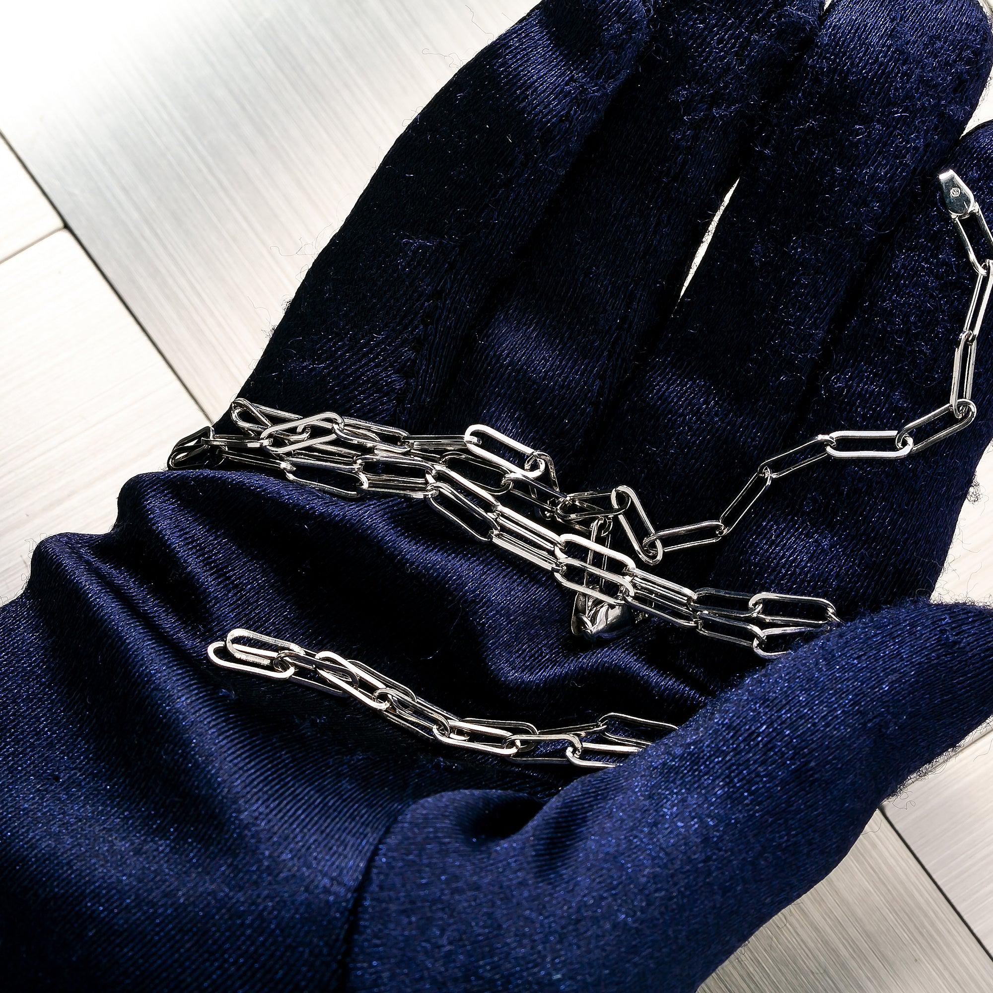 14K White Gold 4mm Paper Clip Chain Available In Sizes 18"-26"