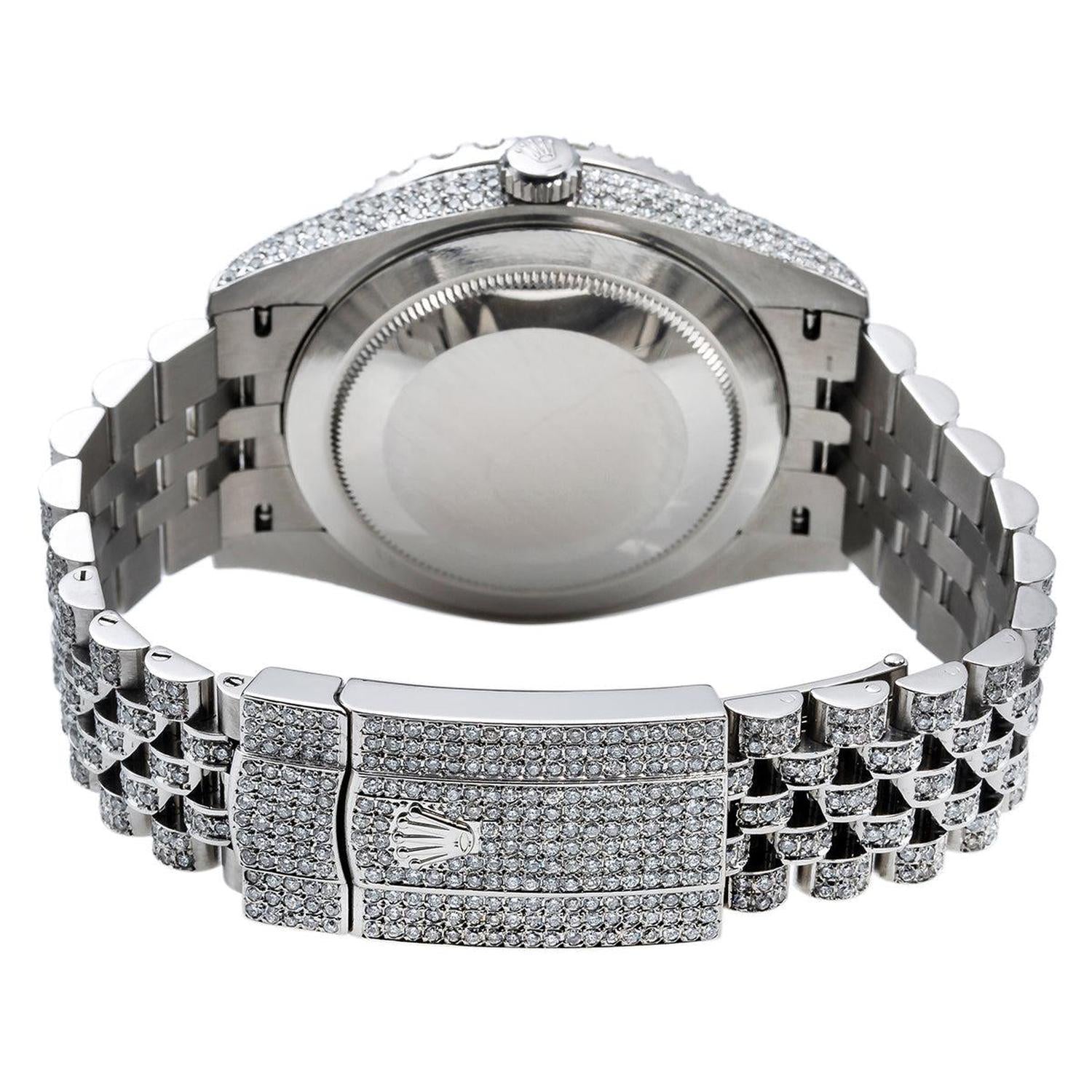 Rolex Datejust 41MM 116334 Red Roman Dial Diamond Bezel Full Diamond Oyster Bracelet 11.75ct