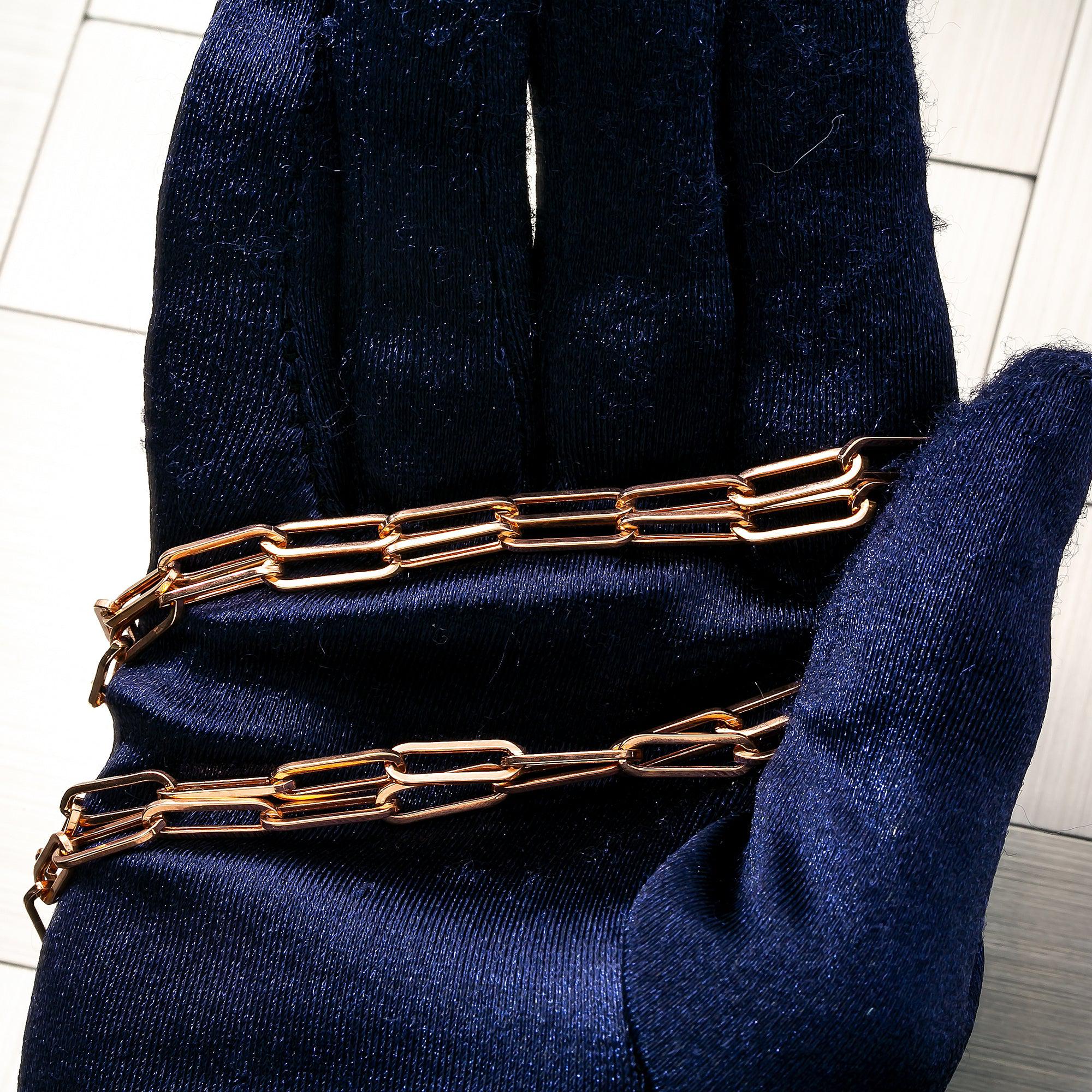 14K Rose Gold 5mm Paper Clip Chain Available In Sizes 18"-26"