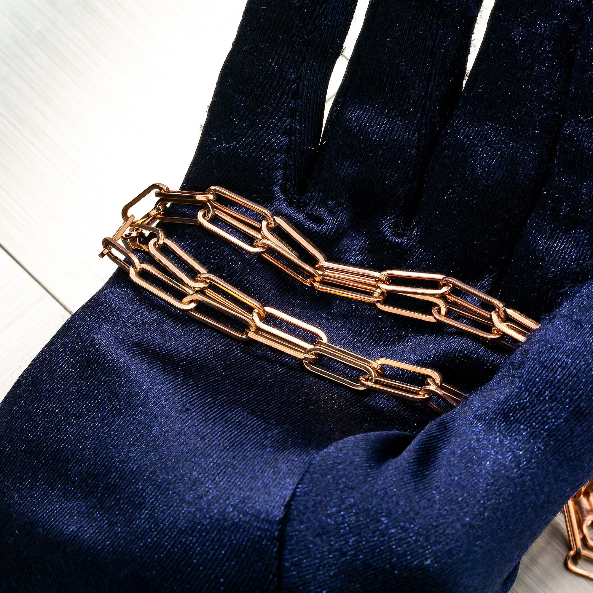 14K Rose Gold 5mm Paper Clip Chain Available In Sizes 18"-26"