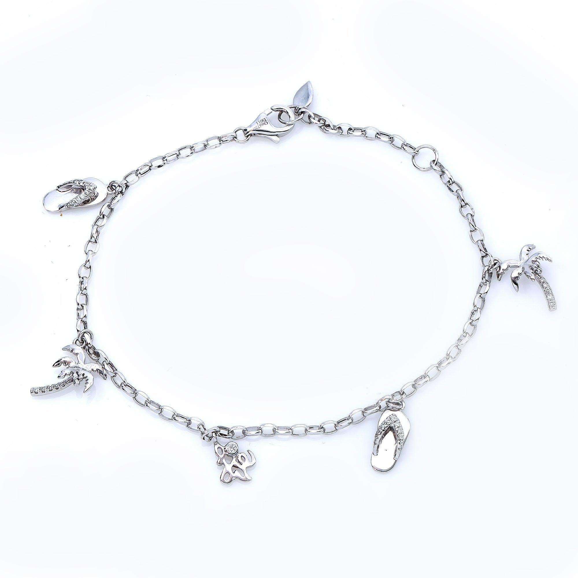 18K White Gold Small Pendants Bracelet With Diamonds