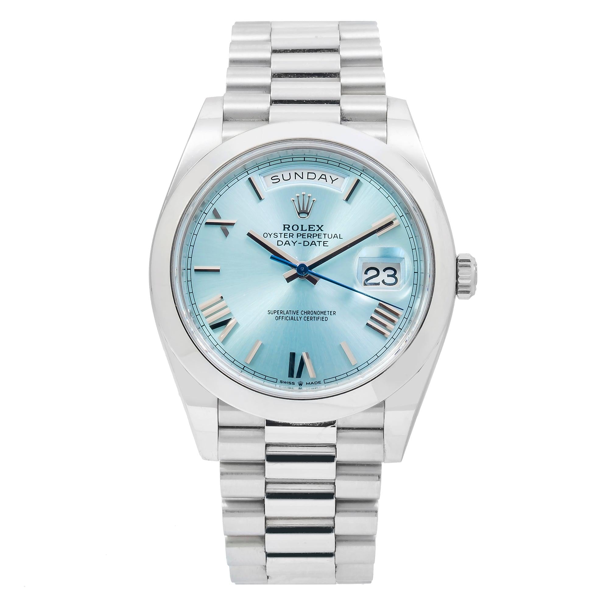 Rolex Day-Date 228206 40MM Ice Blue Dial With Platinum Presidential Bracelet