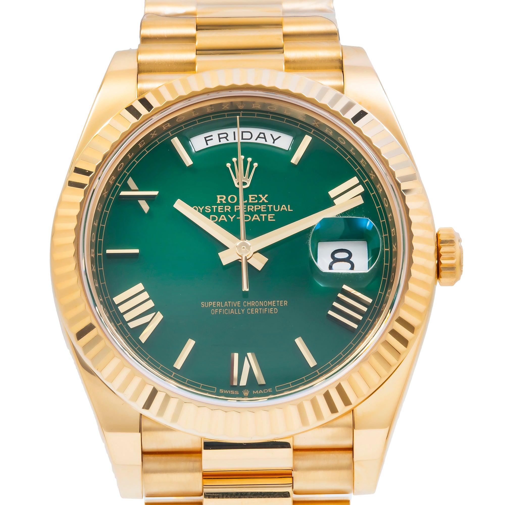 Rolex Day-Date 228238 40MM Green Dial With Yellow Gold President Bracelet